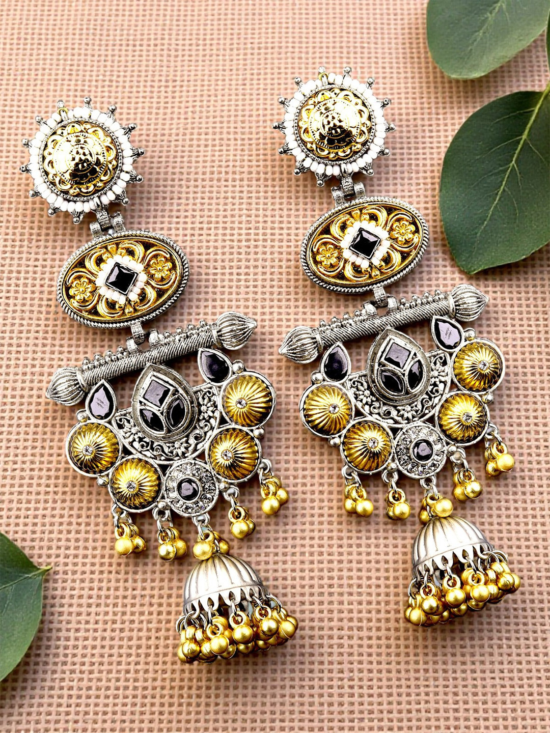 OutRoyal Artificial Stones Studded Dome Shaped Drop Earrings