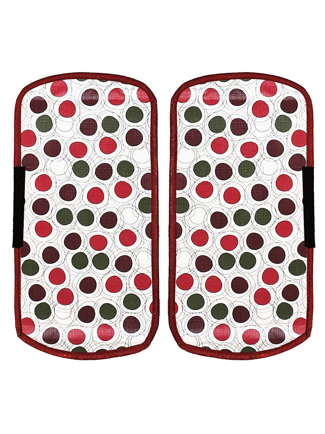 Kuber Industries Maroon & White 2 Pieces Dot Printed Fridge Handle Covers