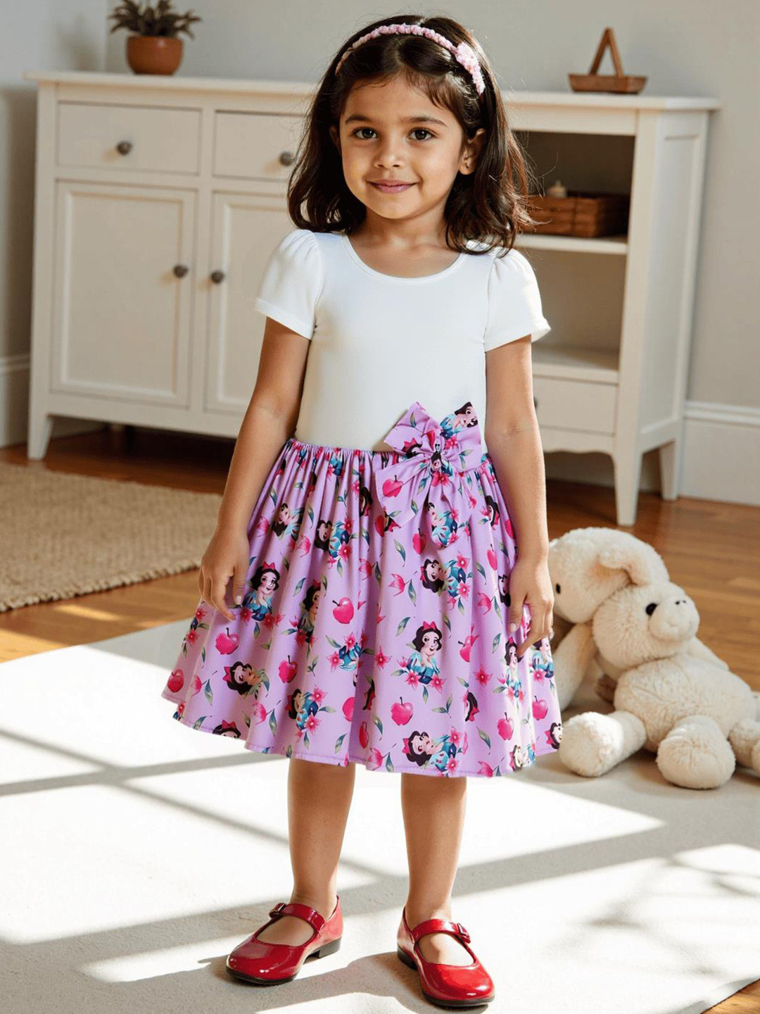 Nauti Nati Girls Snow White Printed Cotton Dress
