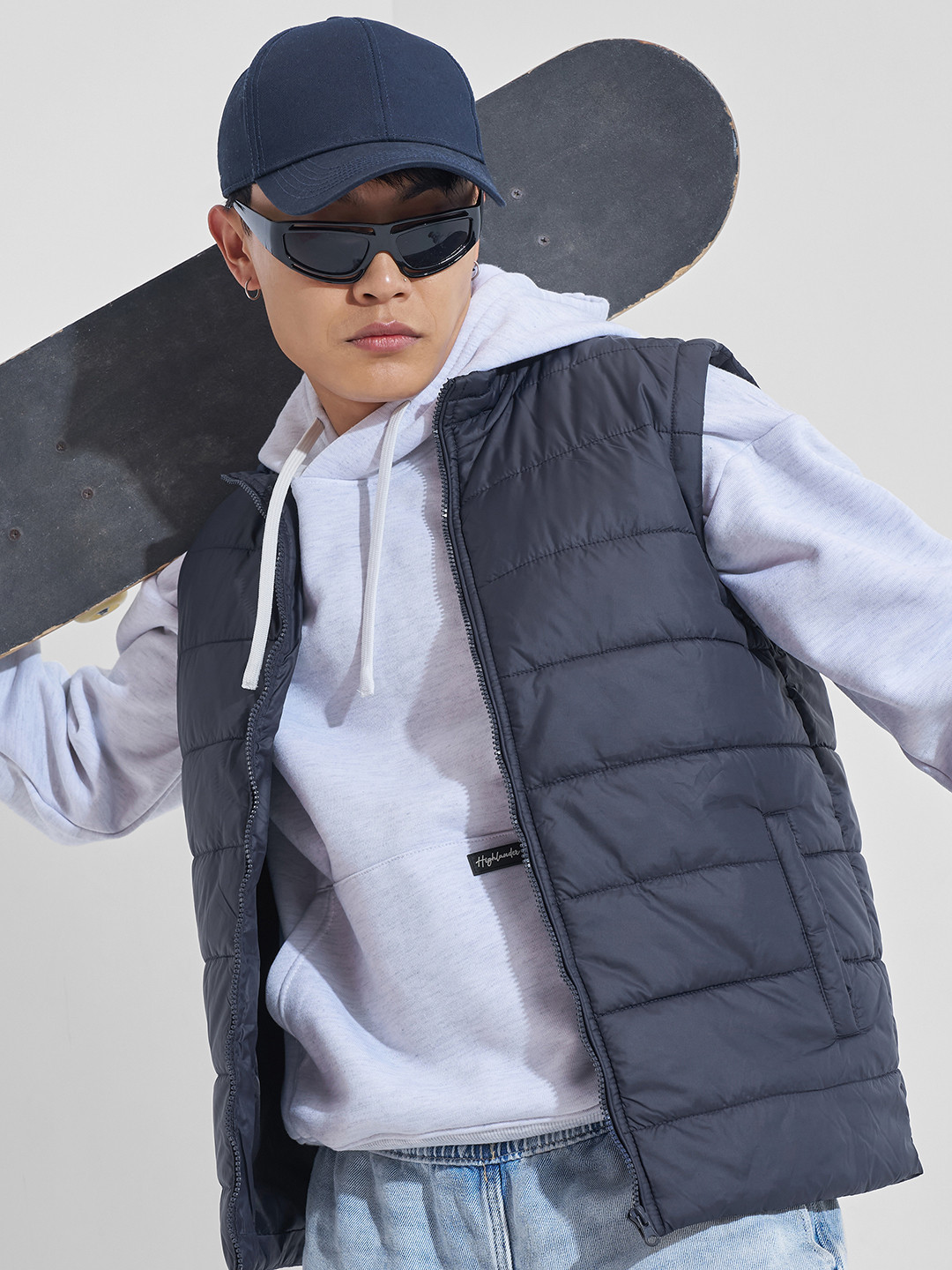 HIGHLANDER Men Navy Classic Quilted Puffer Jacket