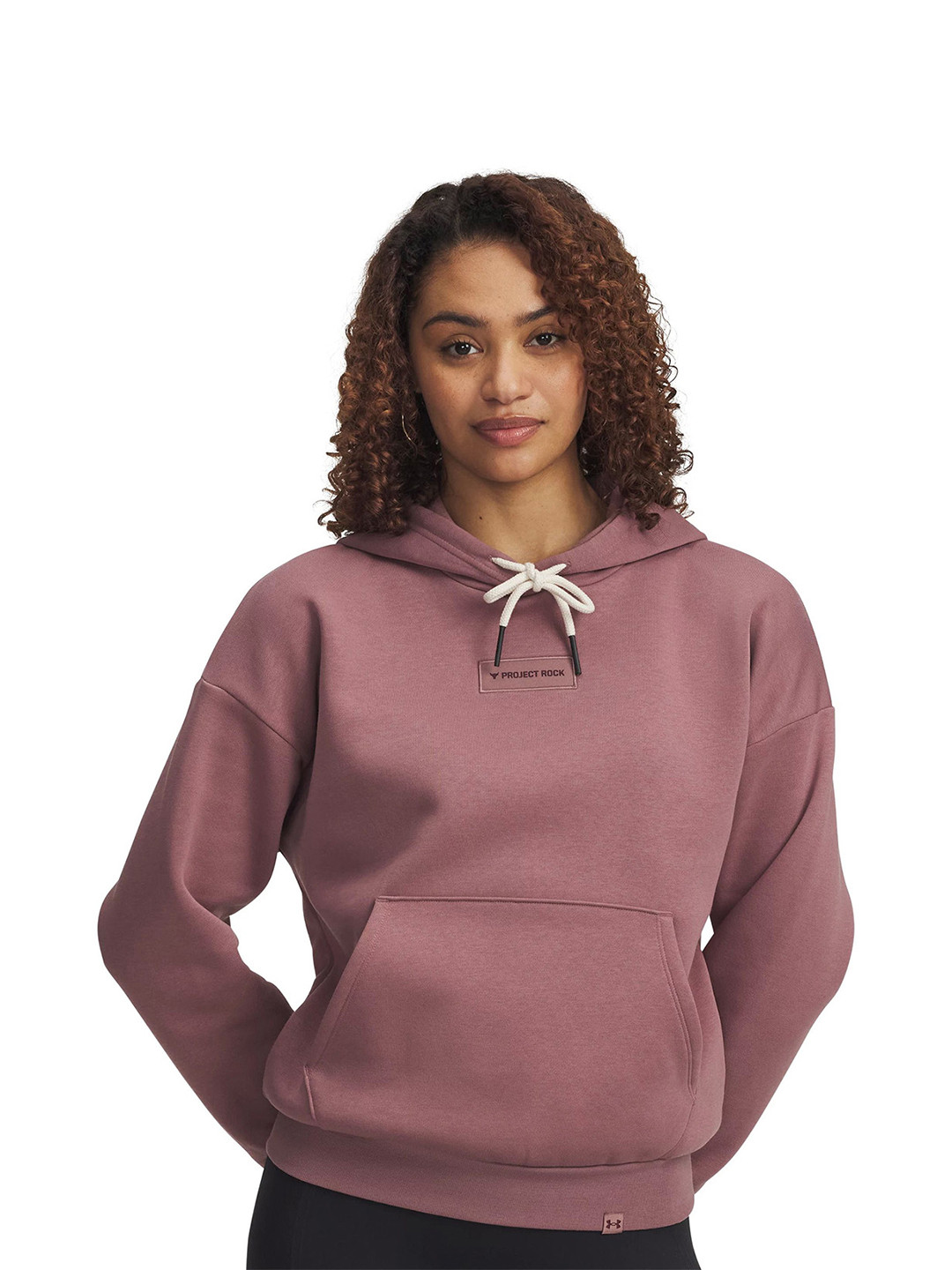 UNDER ARMOUR Project Rock Icon Women Solid Hooded Long Sleeves Sweatshirt