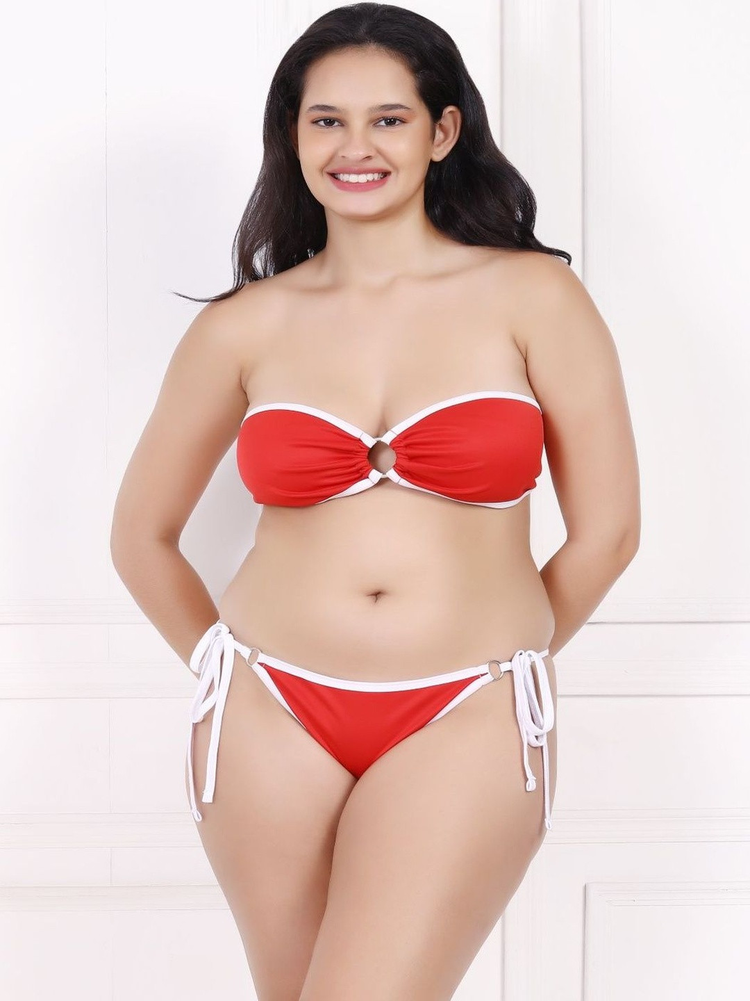 ORENAME Women Solid Sleeveless Low Coverage Swim Bikini Set