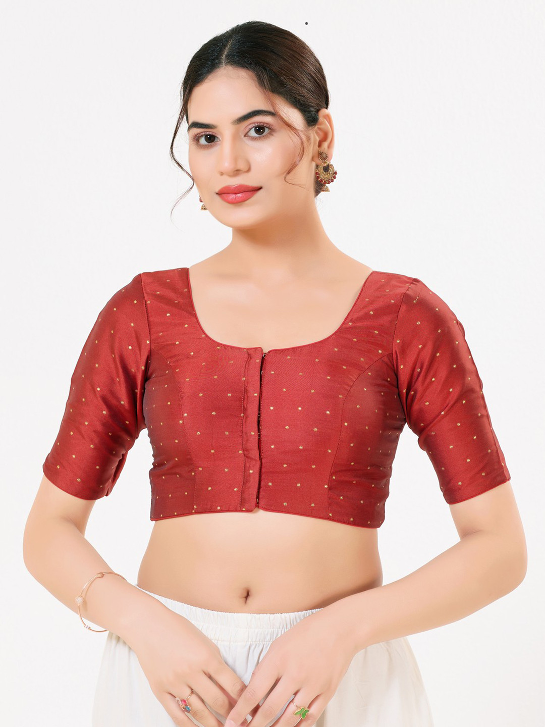 VAMAS - THE DESIGNER BLOUSES Embellished Silk Padded Readymade Saree Blouse