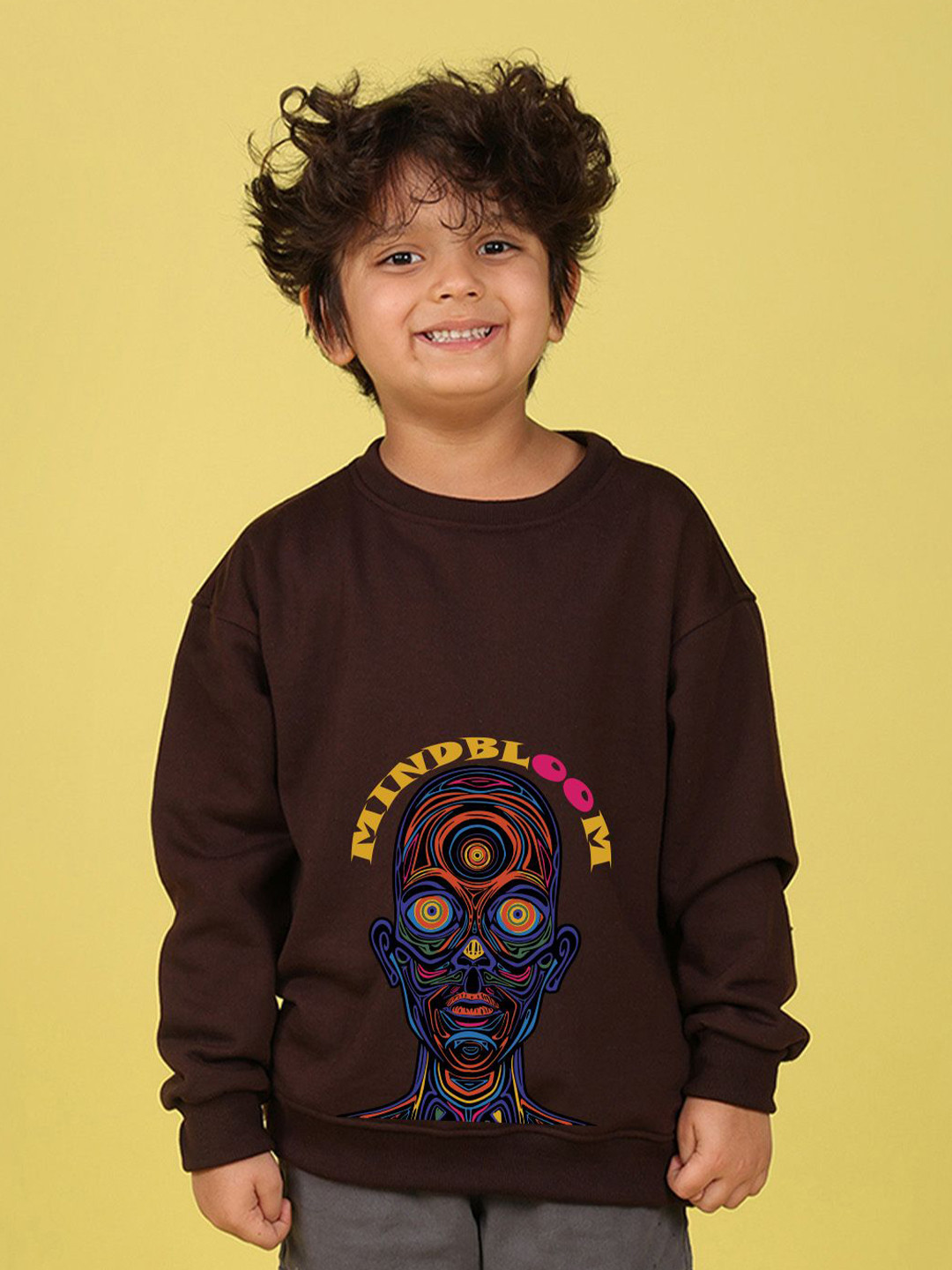 NUSYL Boys Printed Round Neck Feather Soft Oversized Sweatshirt