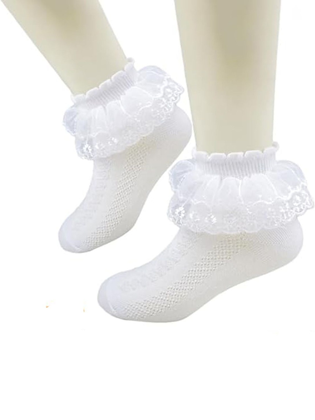 BAESD Girls Cotton Ruffle & Bow Applique Detailed Frill Socks