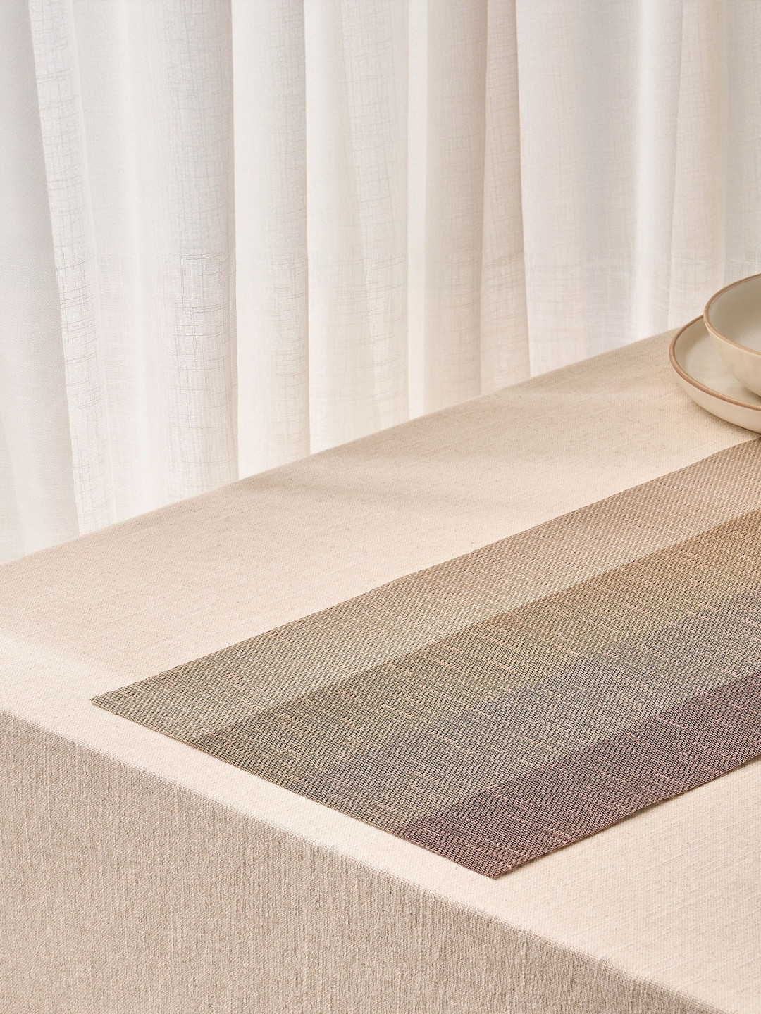 Home Centre Eden Brown Glimmer Eden Textured Table Runner