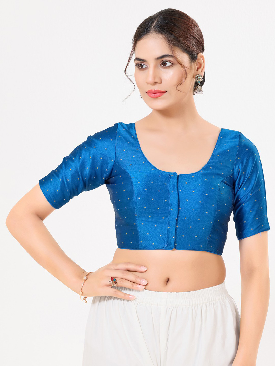 VAMAS - THE DESIGNER BLOUSES Embellished Silk Padded Readymade Saree Blouse