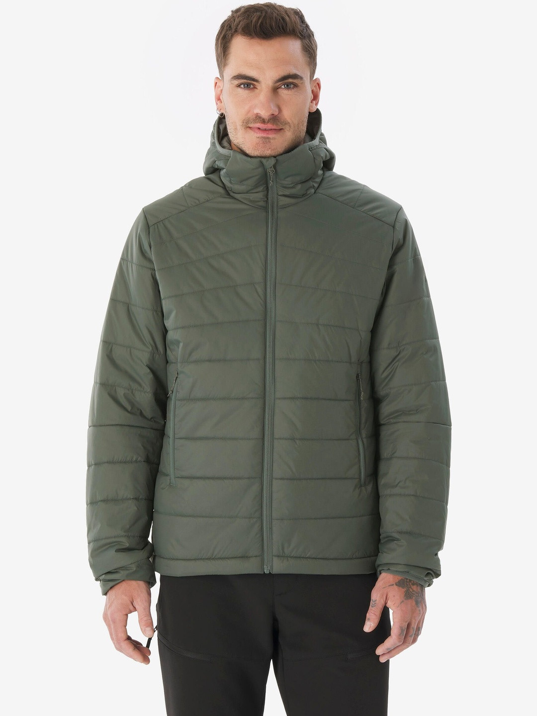 Decathlon Men's Synthetic Trekking Padded Jacket With Hood MT100 -5C