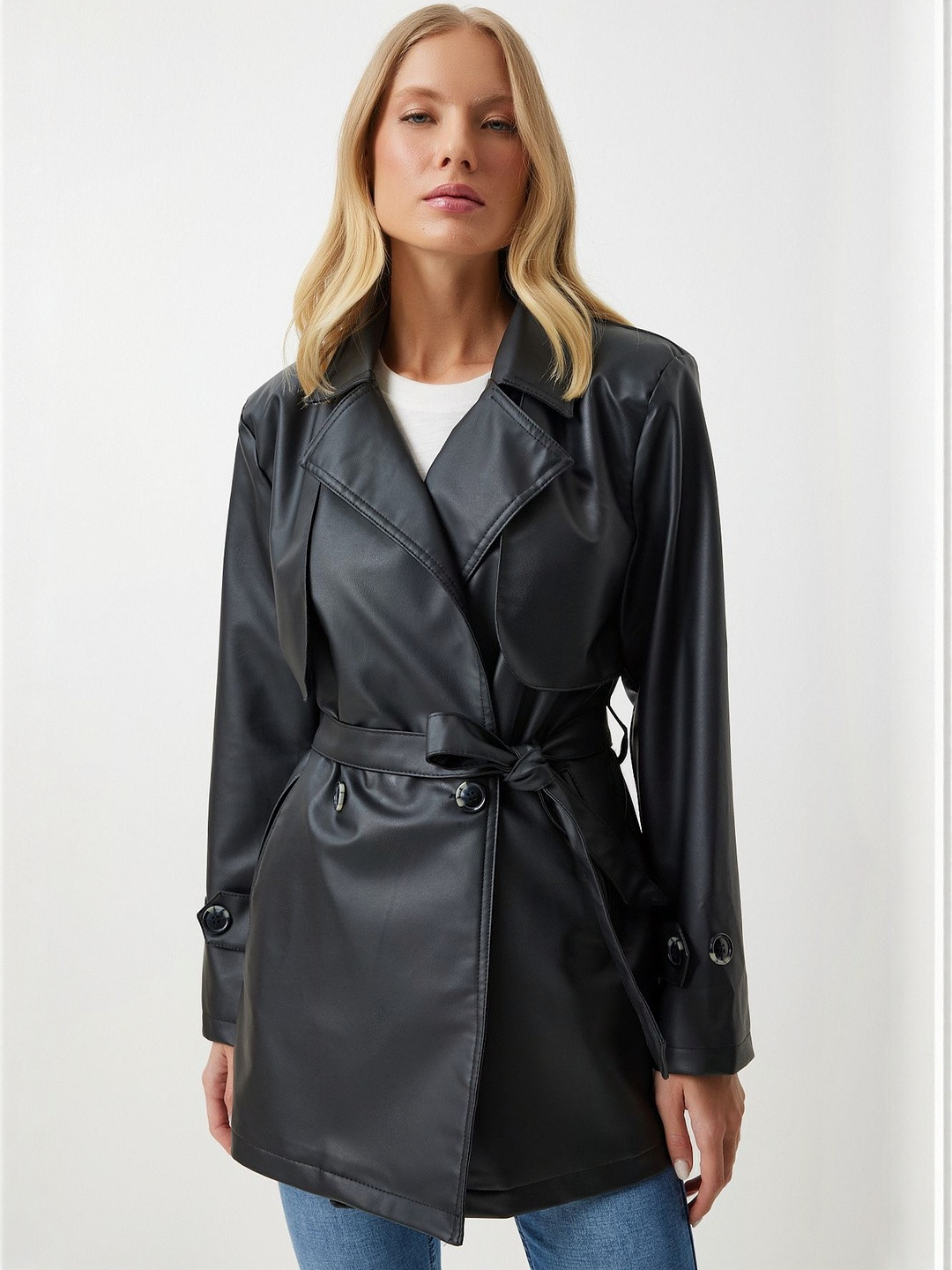 Happiness istanbul Double Breasted Notched Collar Trench Coat