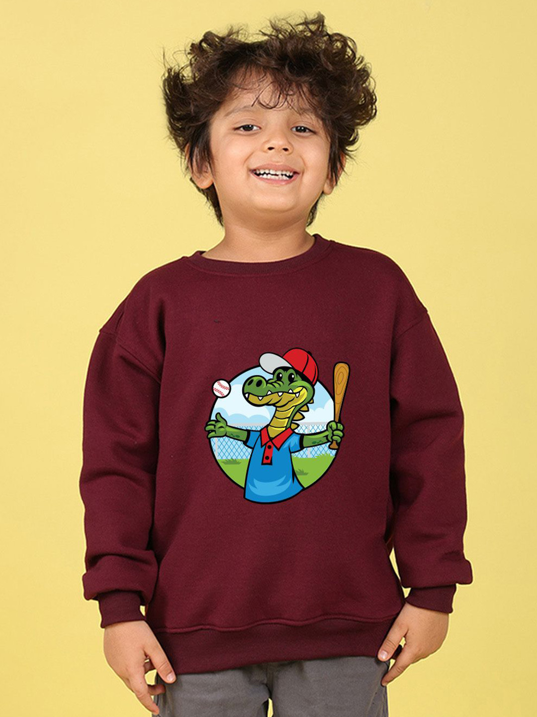 NUSYL Boys Crocodile Text Printed Oversized Sweatshirt