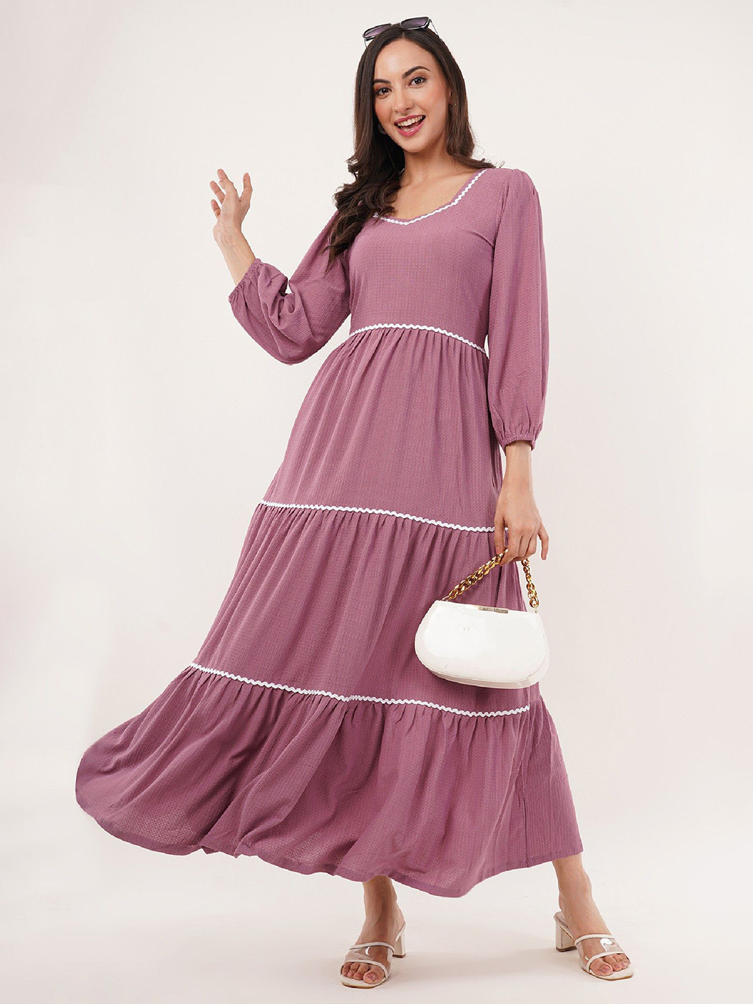 Mishy Ruffled Linen Fit & Flare Maxi Dress