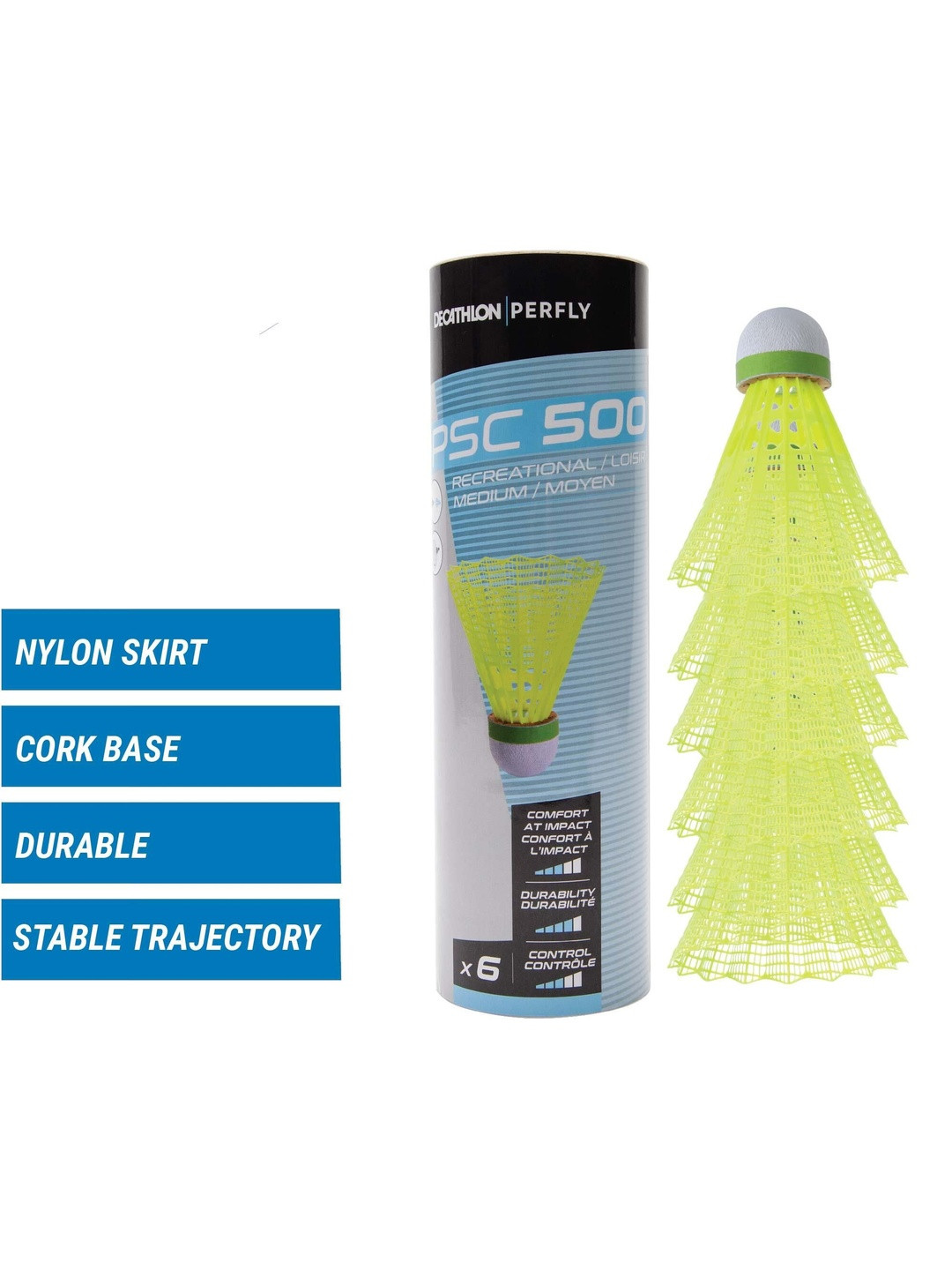 Decathlon Yellow Nylon Badminton Shuttlecocks
