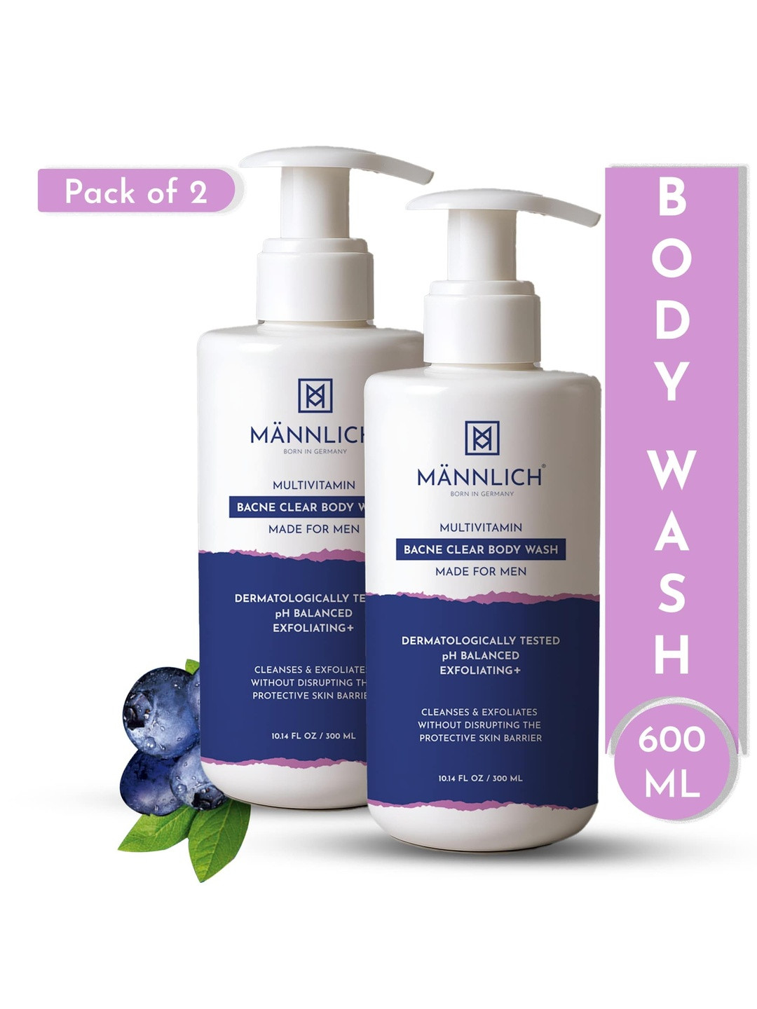 Mannlich Set Of 2 Multivitamin Bacne Clear Body Wash - 300 ml Each