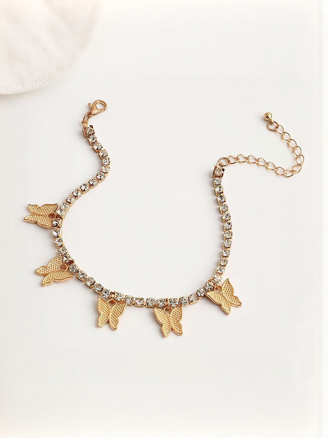 DressBerry Gold-Plated Cubic Zirconia Studded Butterfly Statement Necklace