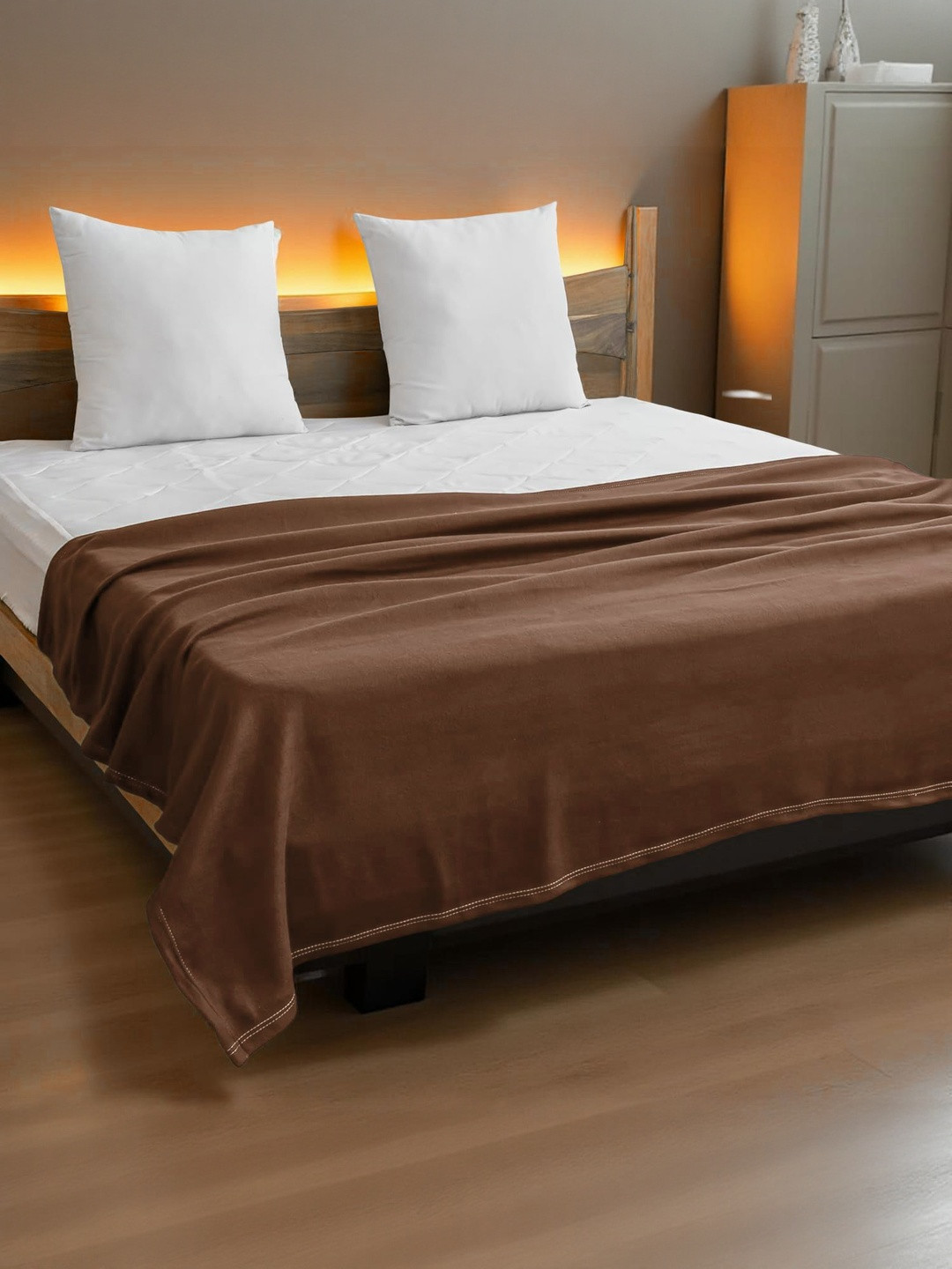 Aura Coffee Brown Breathable 120 GSM Mild Winter Blanket