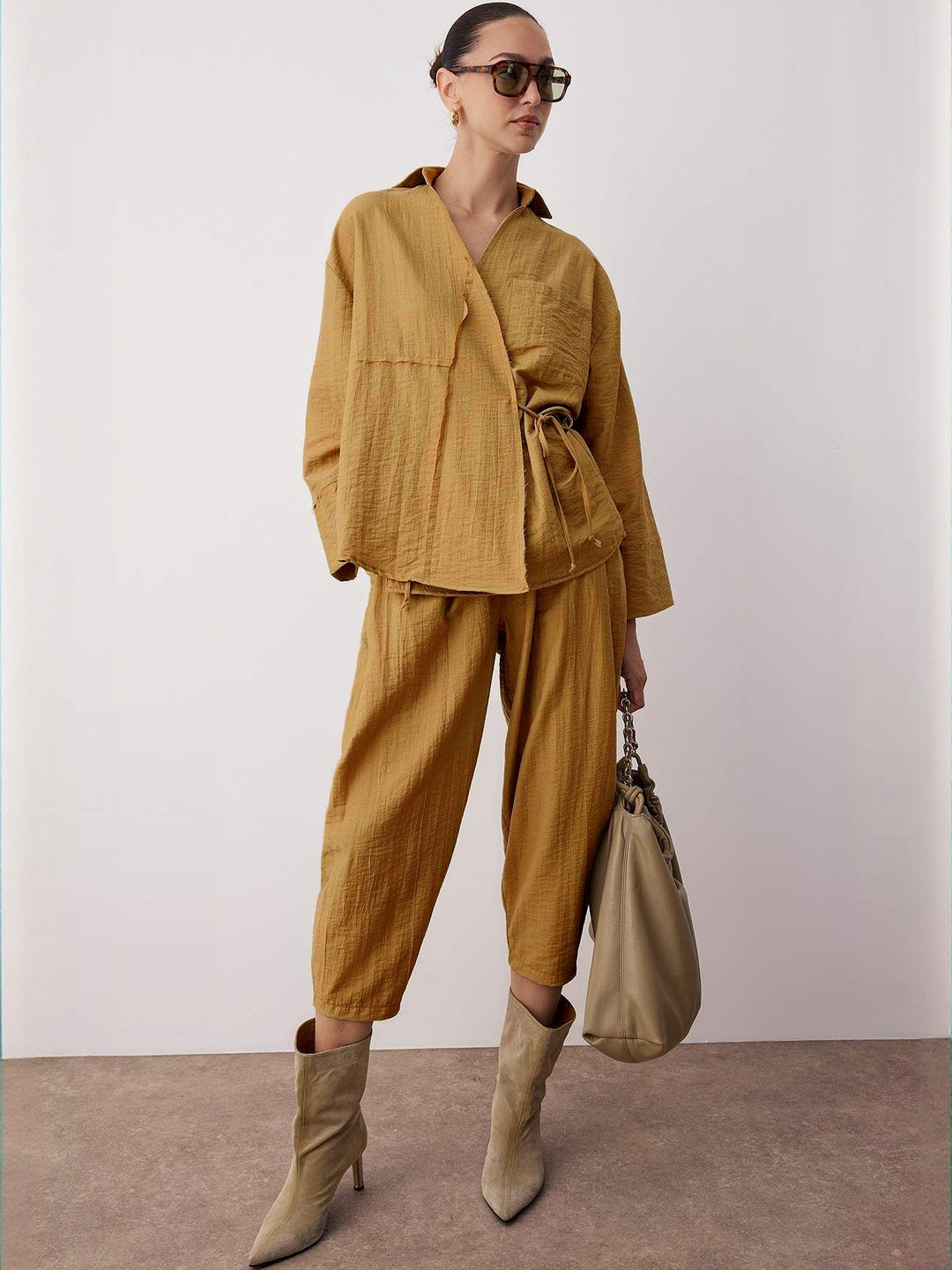 Trendyol V-Neck Long-Sleeve Shirt With Trouser