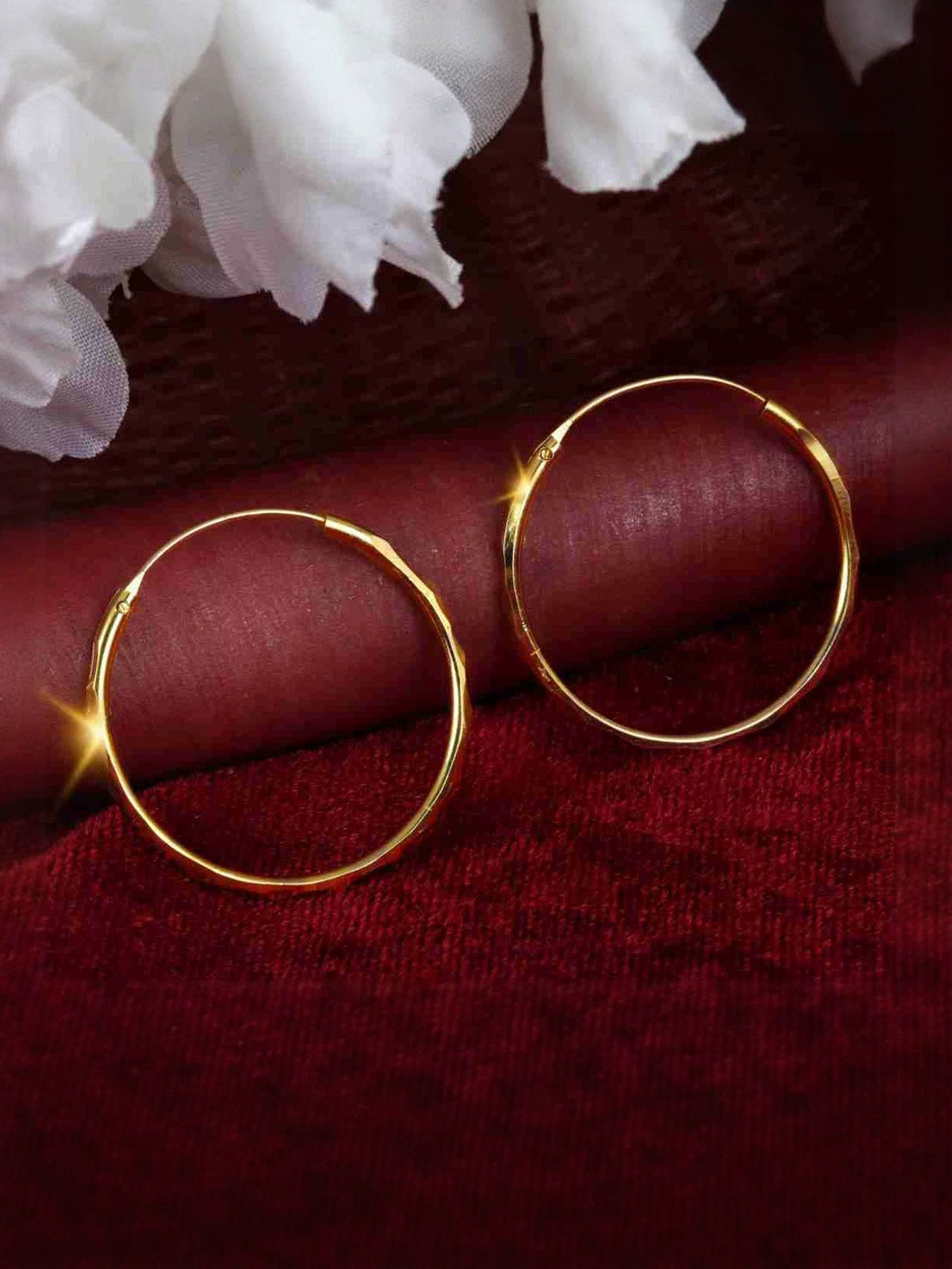 Accessoo Gold-Plated Circular Shaped Hoop Earrings