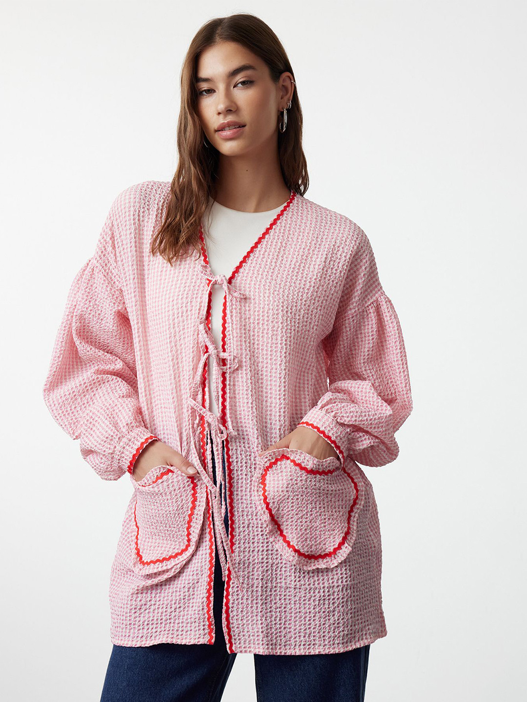 Trendyol Women Gingham Checks Checked Casual Shirt