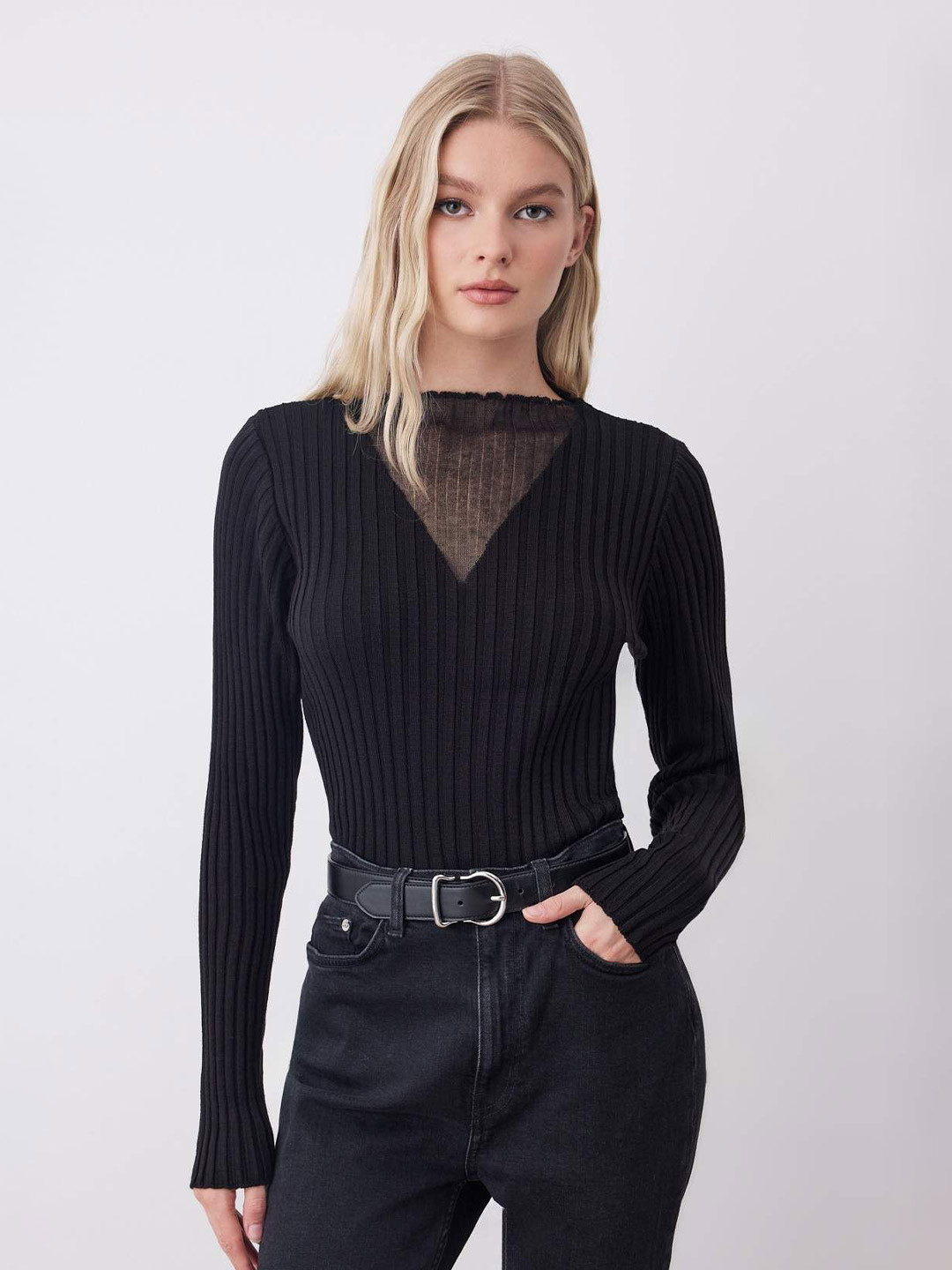 Trendyol Women Ribbed Round Neck Long Sleeves Pullover