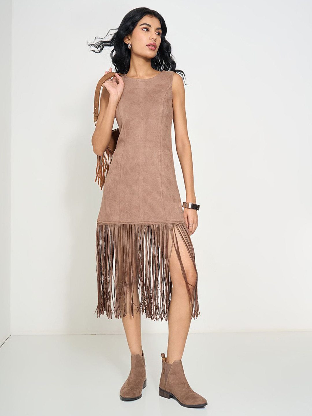 Honey by Pantaloons Fringed Sheath Midi Dress