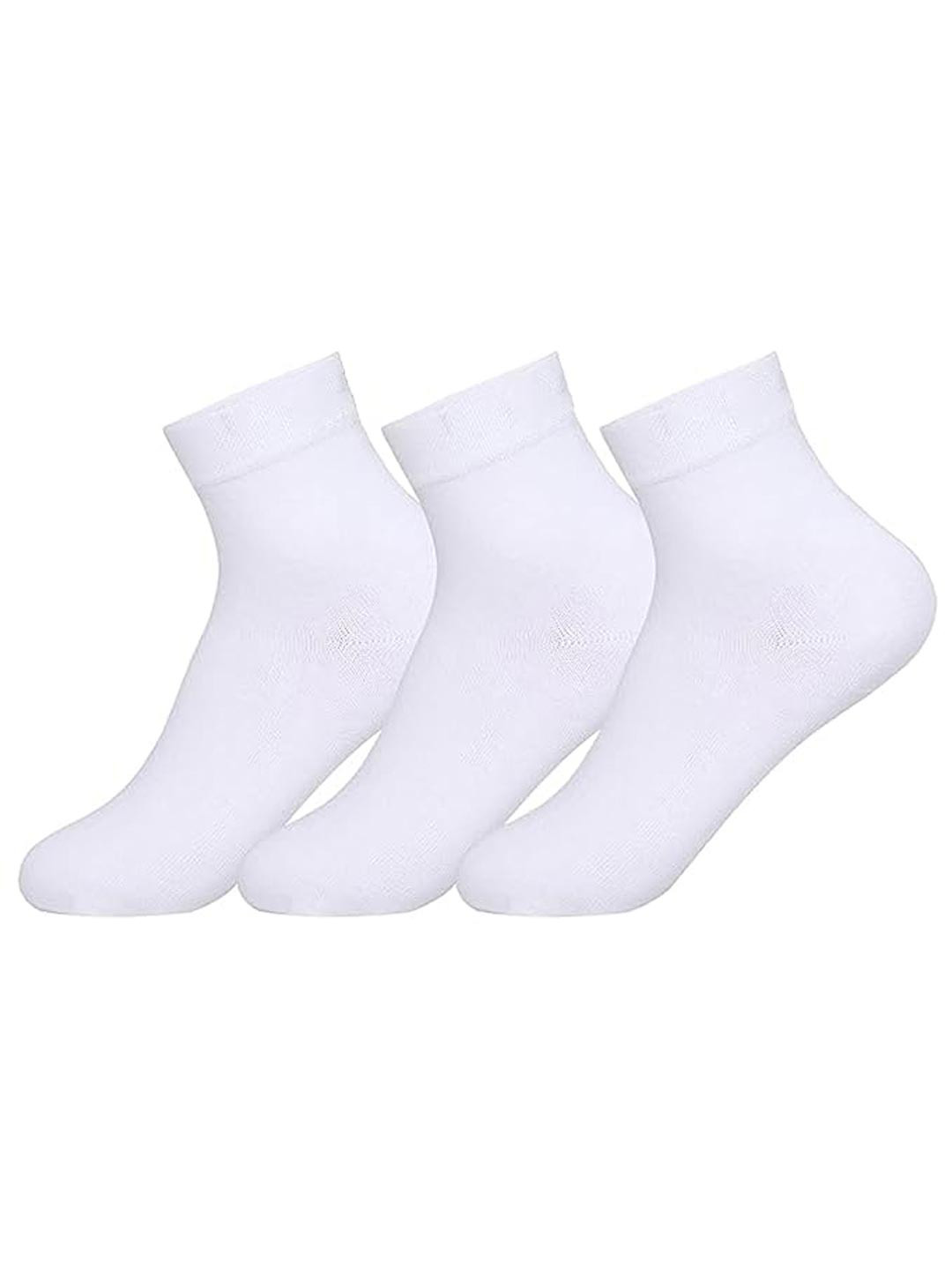 Supersox Women Pack of 3 White Solid Compact Combed Ankle-Length Socks