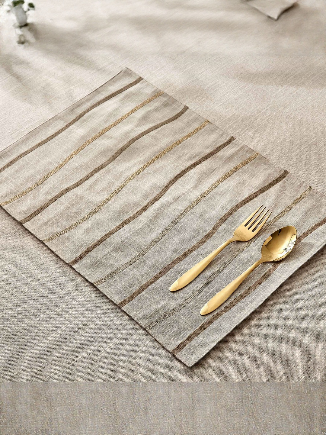 Home Centre Glimmer Endura Beige Embroidered Table Placemats
