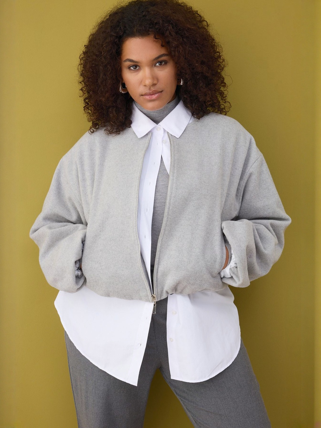 Trendyol Mandarin Collar Zipper Open Front Jacket