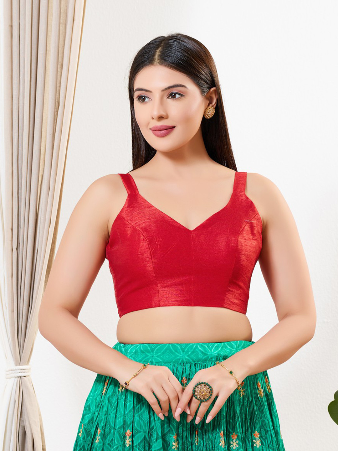 VAMAS - THE DESIGNER BLOUSES Women Sweetheart Neck Padded Readymade Saree Blouse