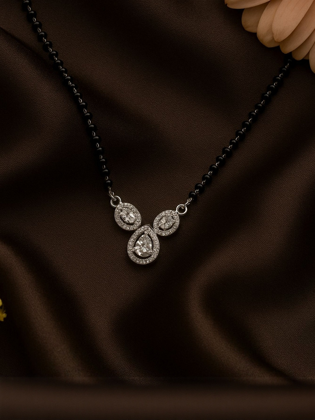 Zarkan 925 Sterling Silver Rhodium-Plated Zircon Mangalsutra