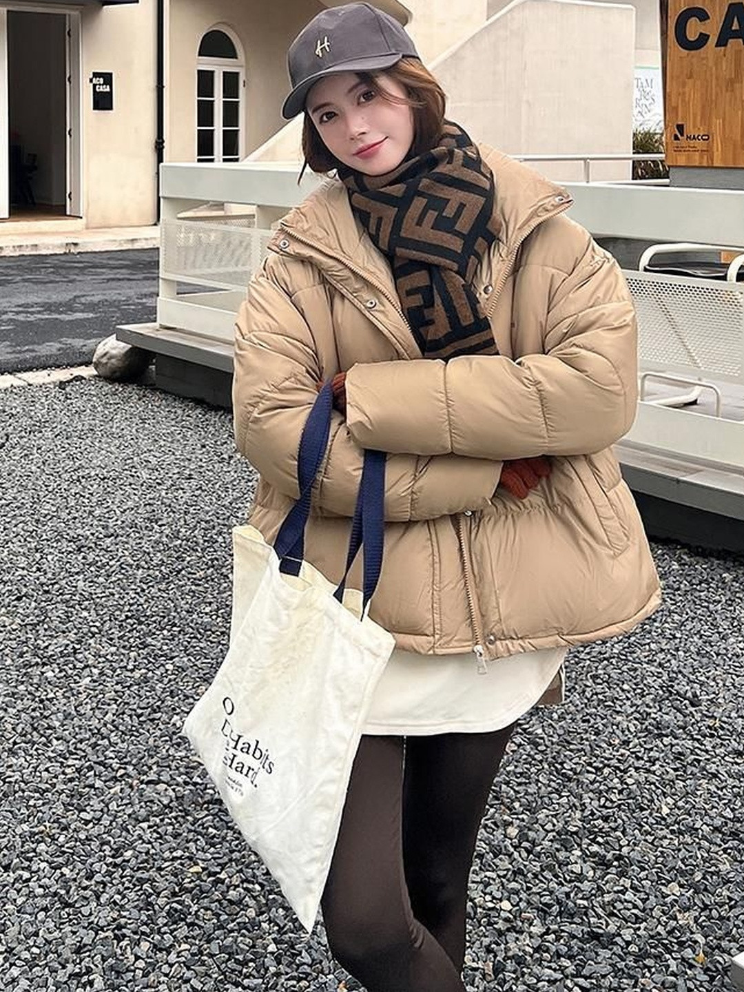 DressBerry Lightweight Stand Collar Straight Puffer Jacket