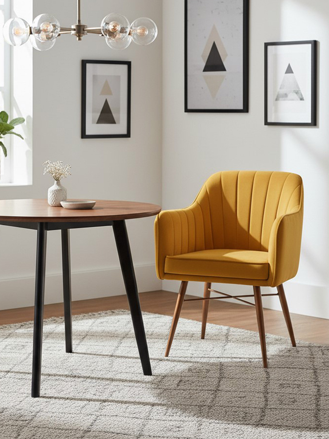 Little Extra Mustard Yellow Velvet Armchair with Metal Legs