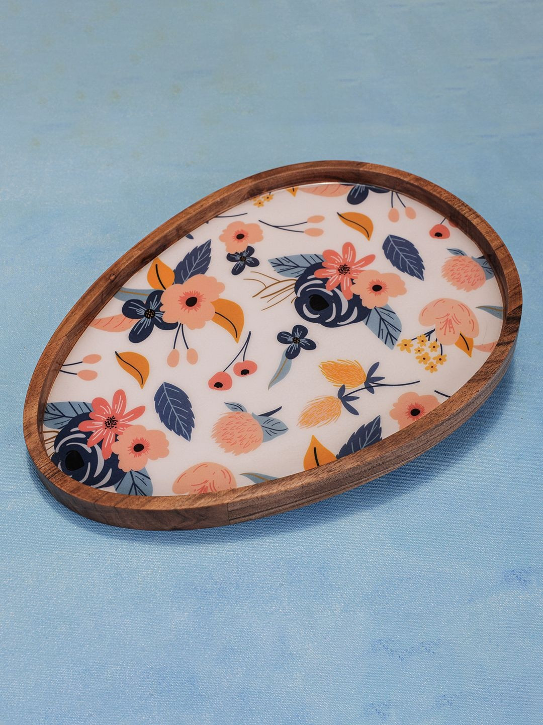 Ireka Homes White And Pink Wooden Easy to Clean Food Platter