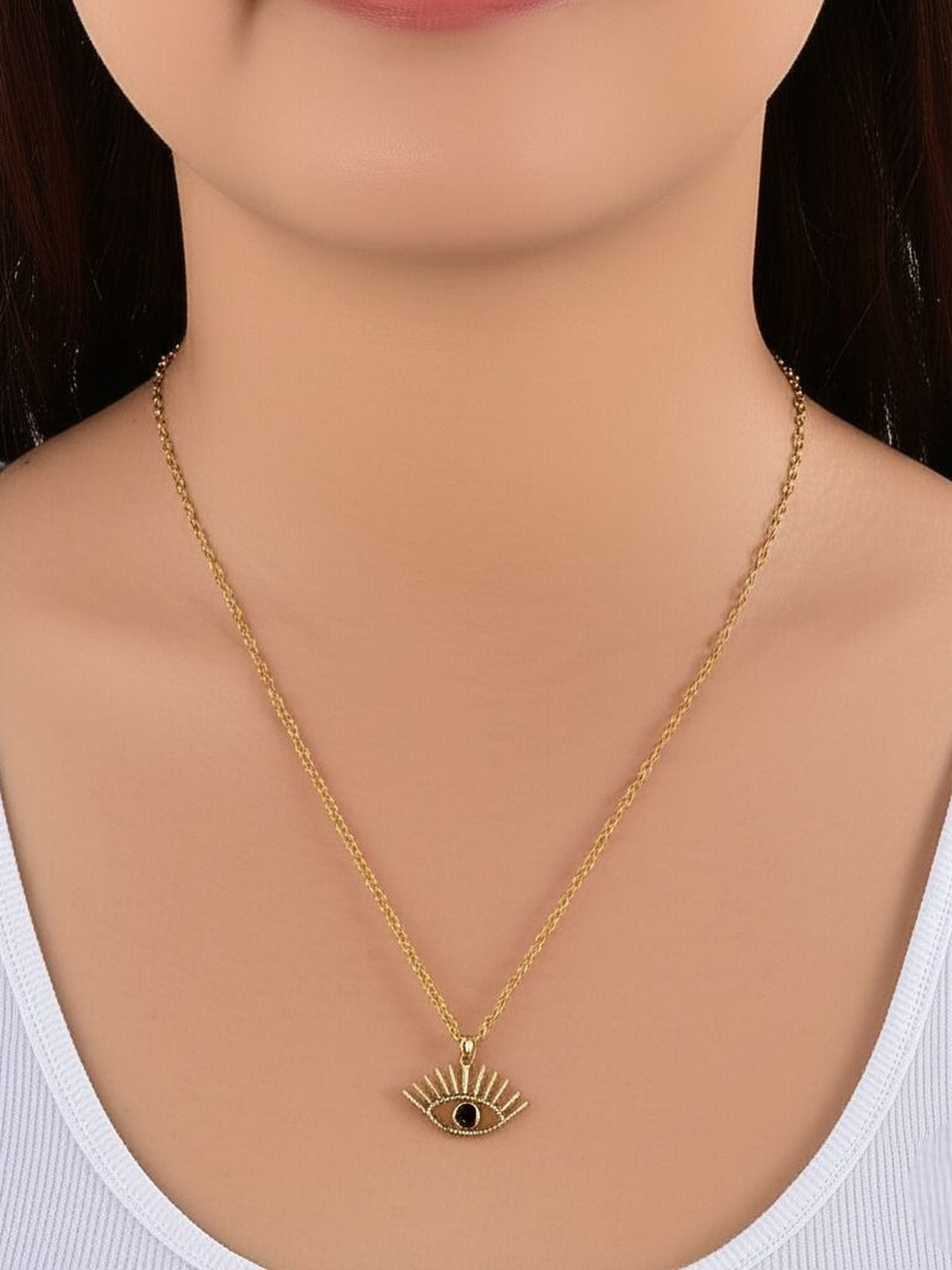 DressBerry Gold-Plated Evil Eye Statement Necklace