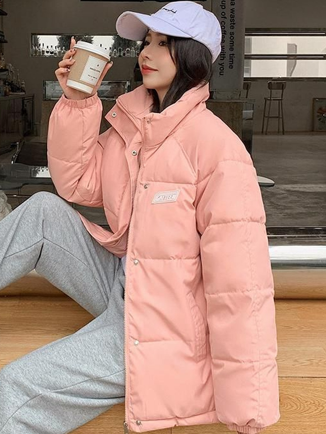 DressBerry Stand Collar Long Sleeves Puffer Jacket