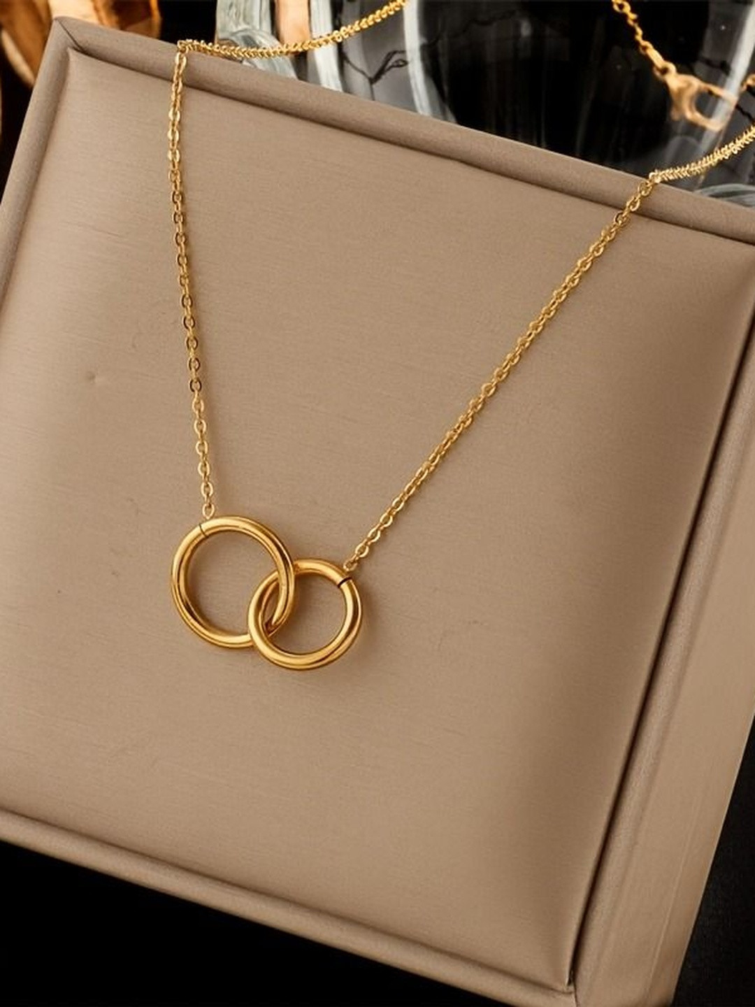 DressBerry Gold-Plated Double Circle Minimal Necklace