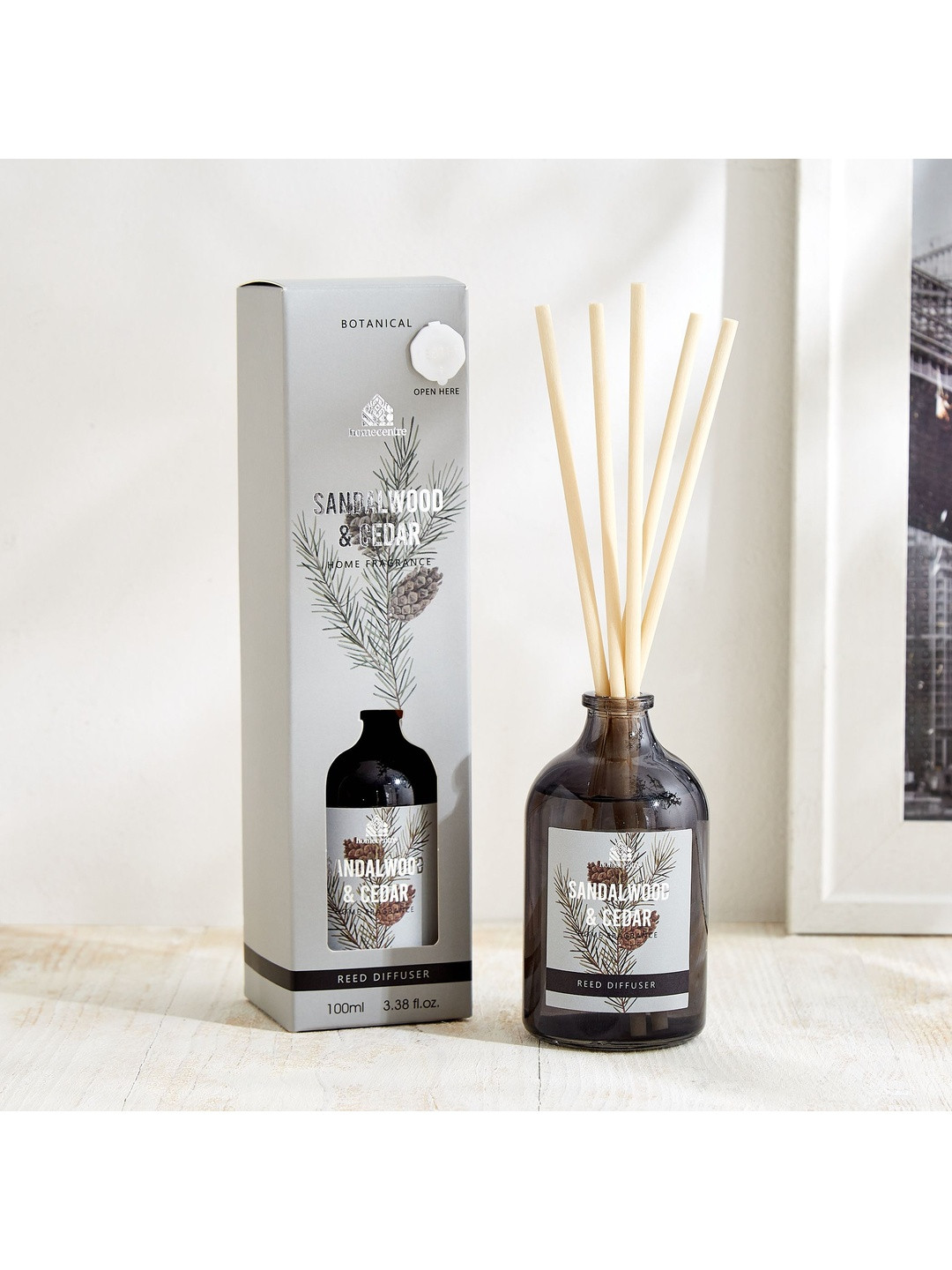 Home Centre Garnet Serene Botany Grey Sandalwood & Cedar Reed Diffuser Set 100ml