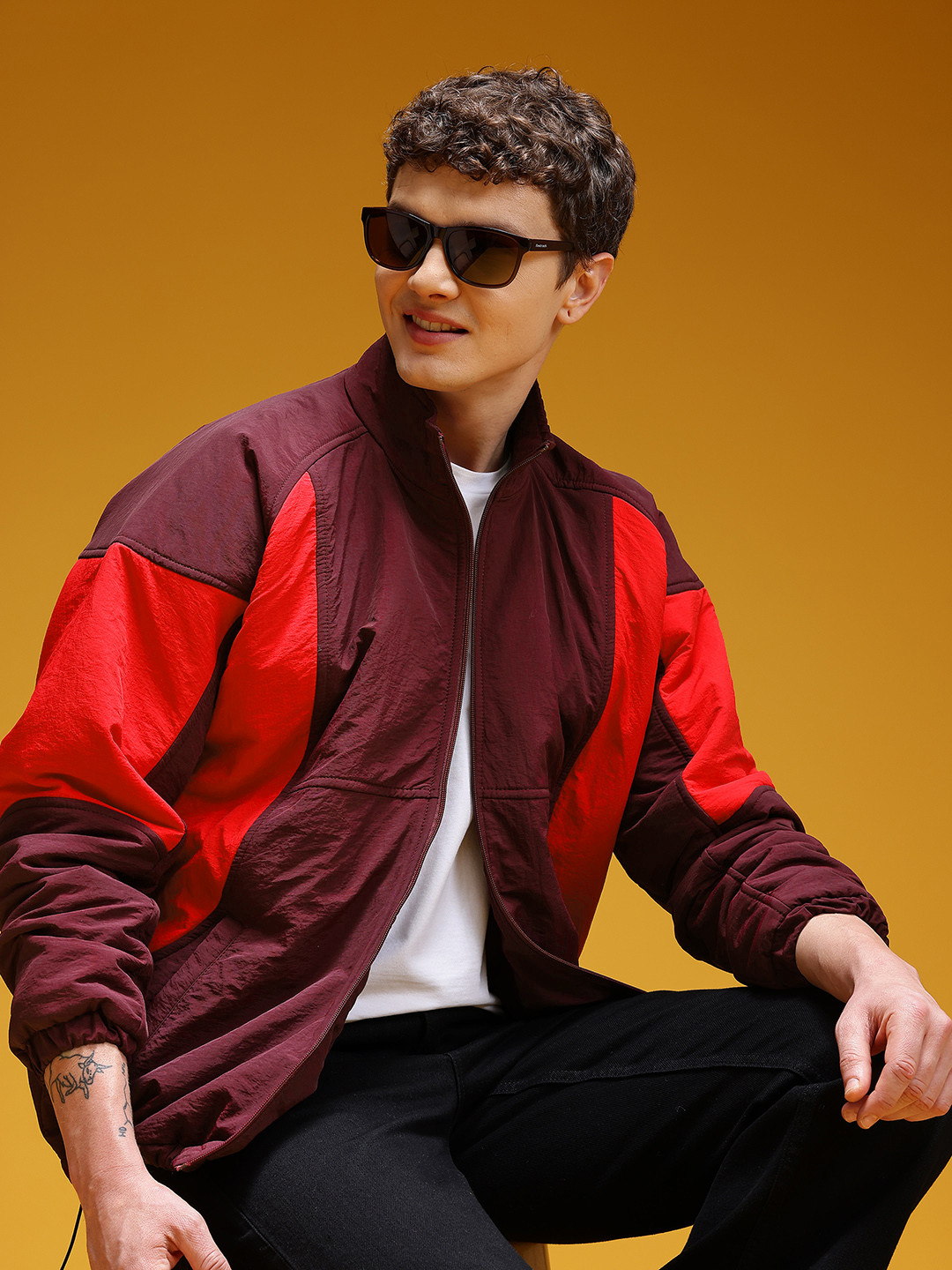 HERE&NOW Drop-Shoulder Colourblocked Padded Jacket