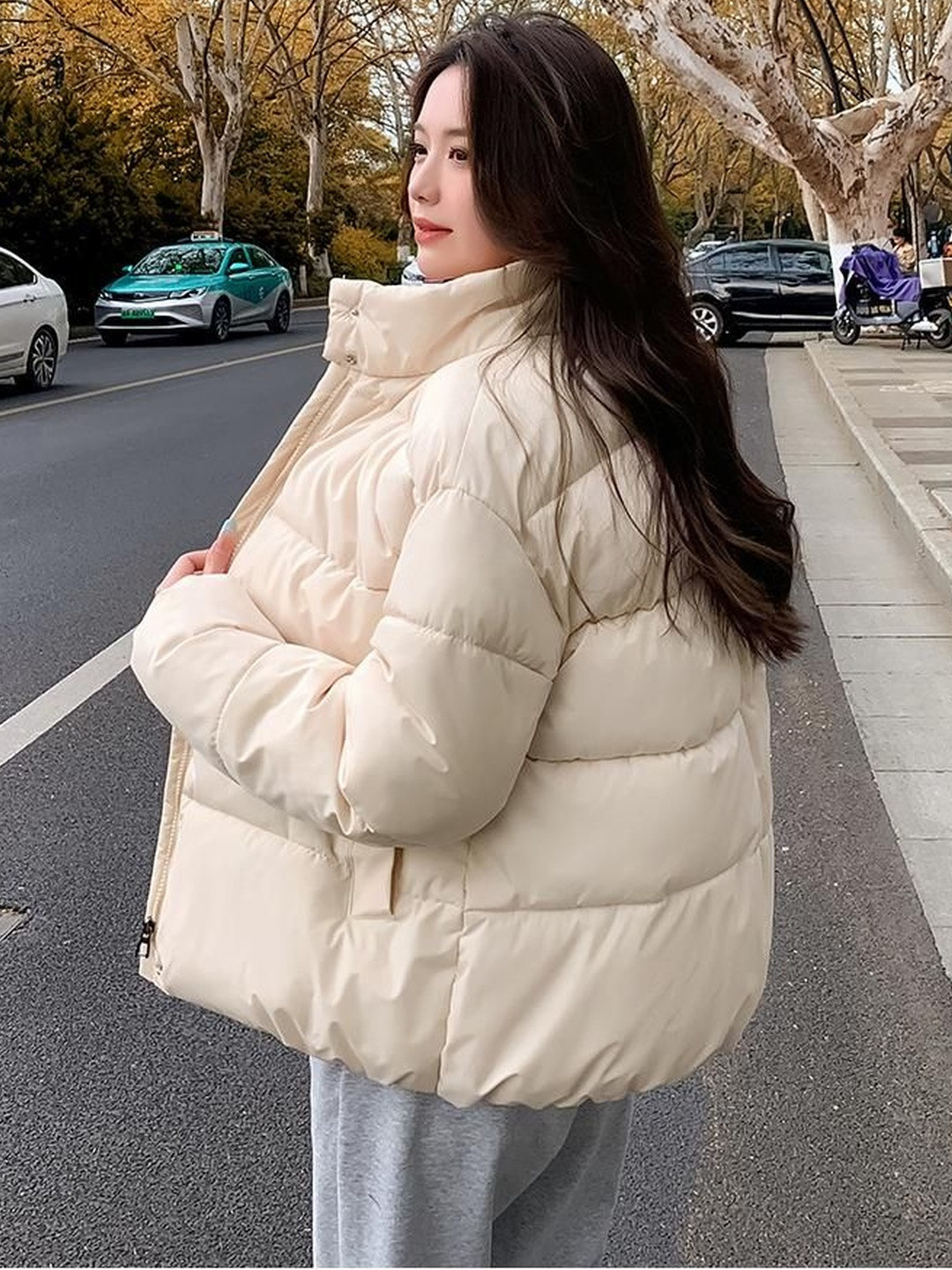 DressBerry Lightweight Stand Collar Straight Puffer Jacket