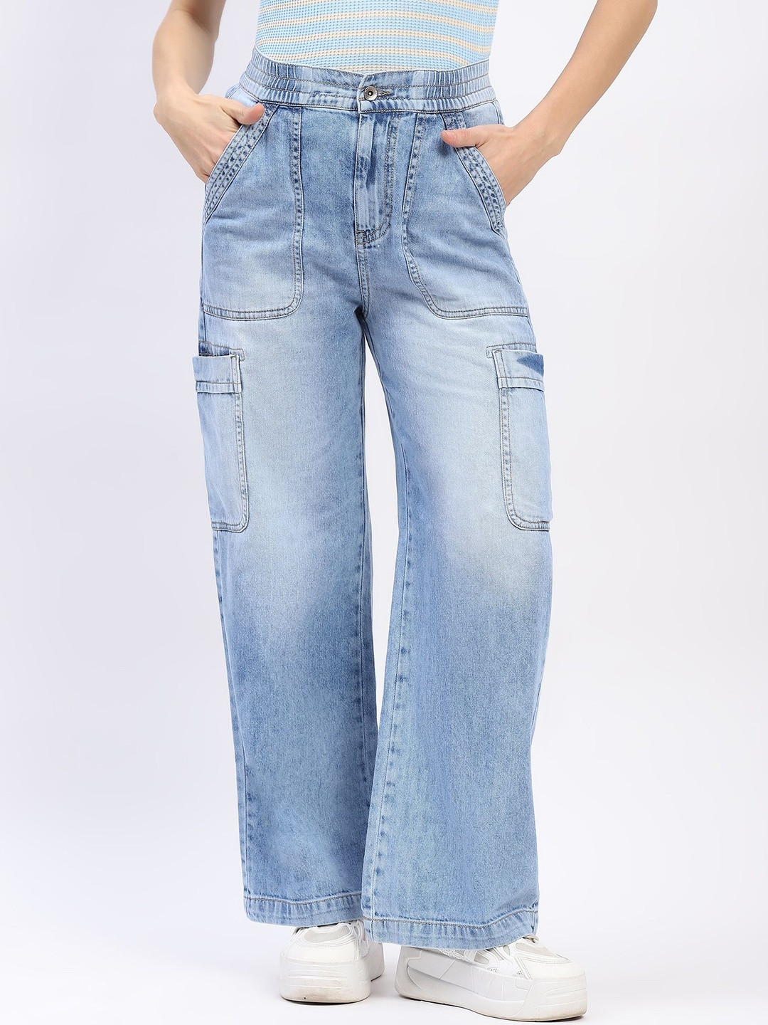 Global Republic Women Straight Fit Cargo Trousers