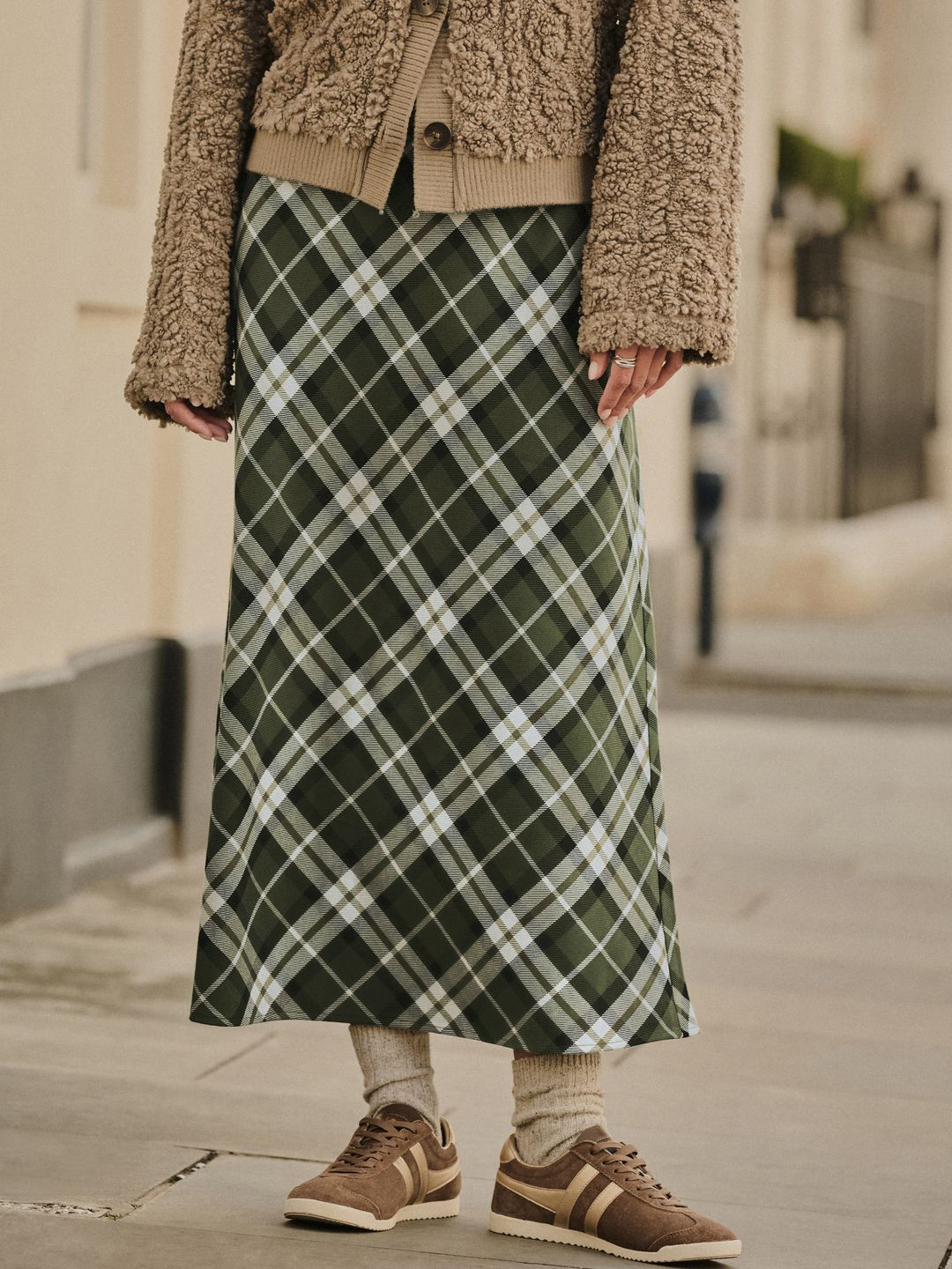NEXT Checked A-Line Midi Slip Skirt