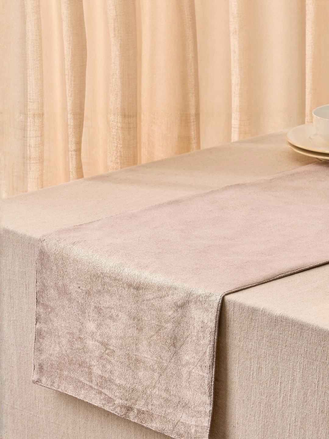 Home Centre Brown Glimmer Brixa  Long-Lasting Velvet Table Runner