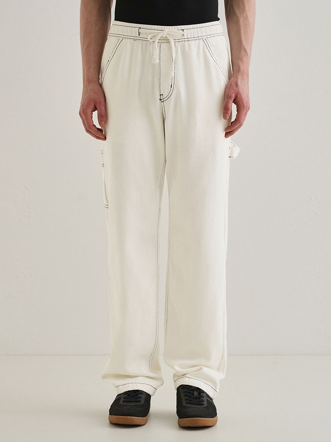 Banana Club Men Baggy Fit Mid-Rise Stretchable Carpenter Denim Jeans