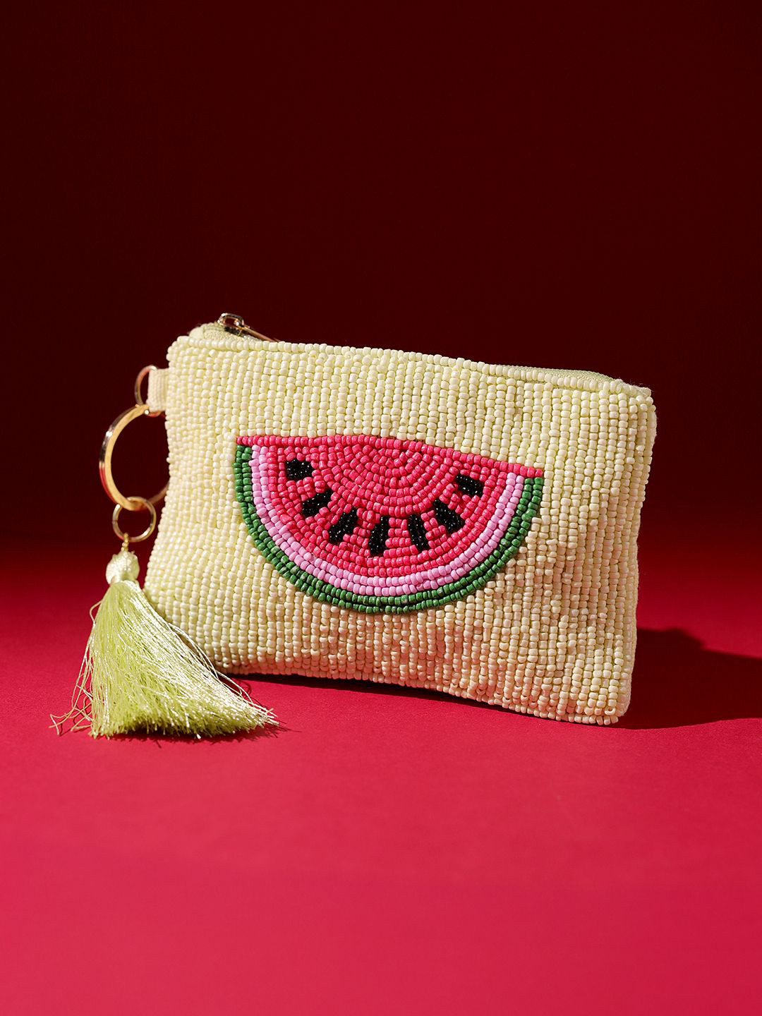 Voylla Women Sweet Slice Watermelon Beaded Coin Bag