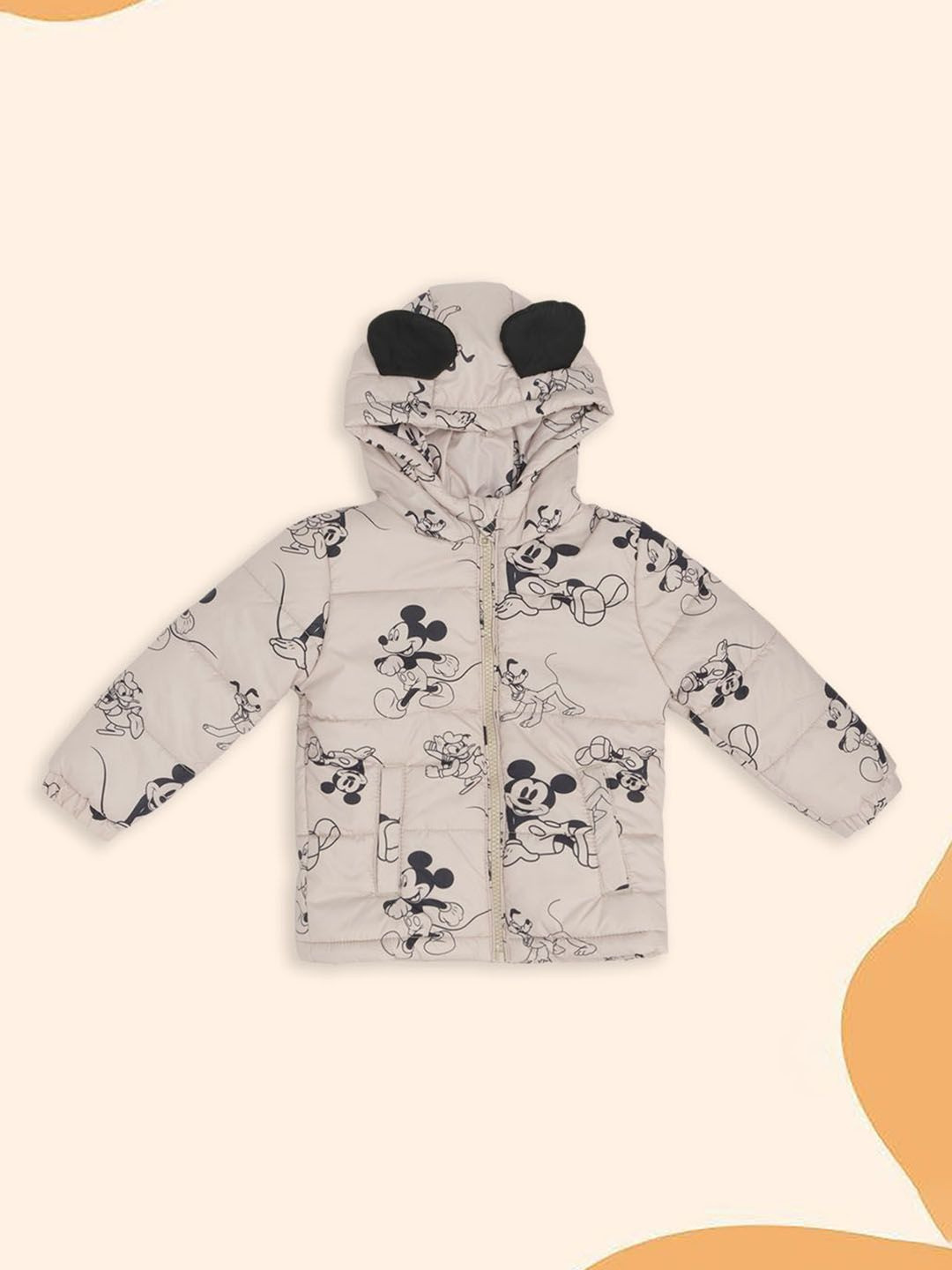 Pantaloons Baby Boys Mickey Mouse Printed Hooded Puffer Jacket