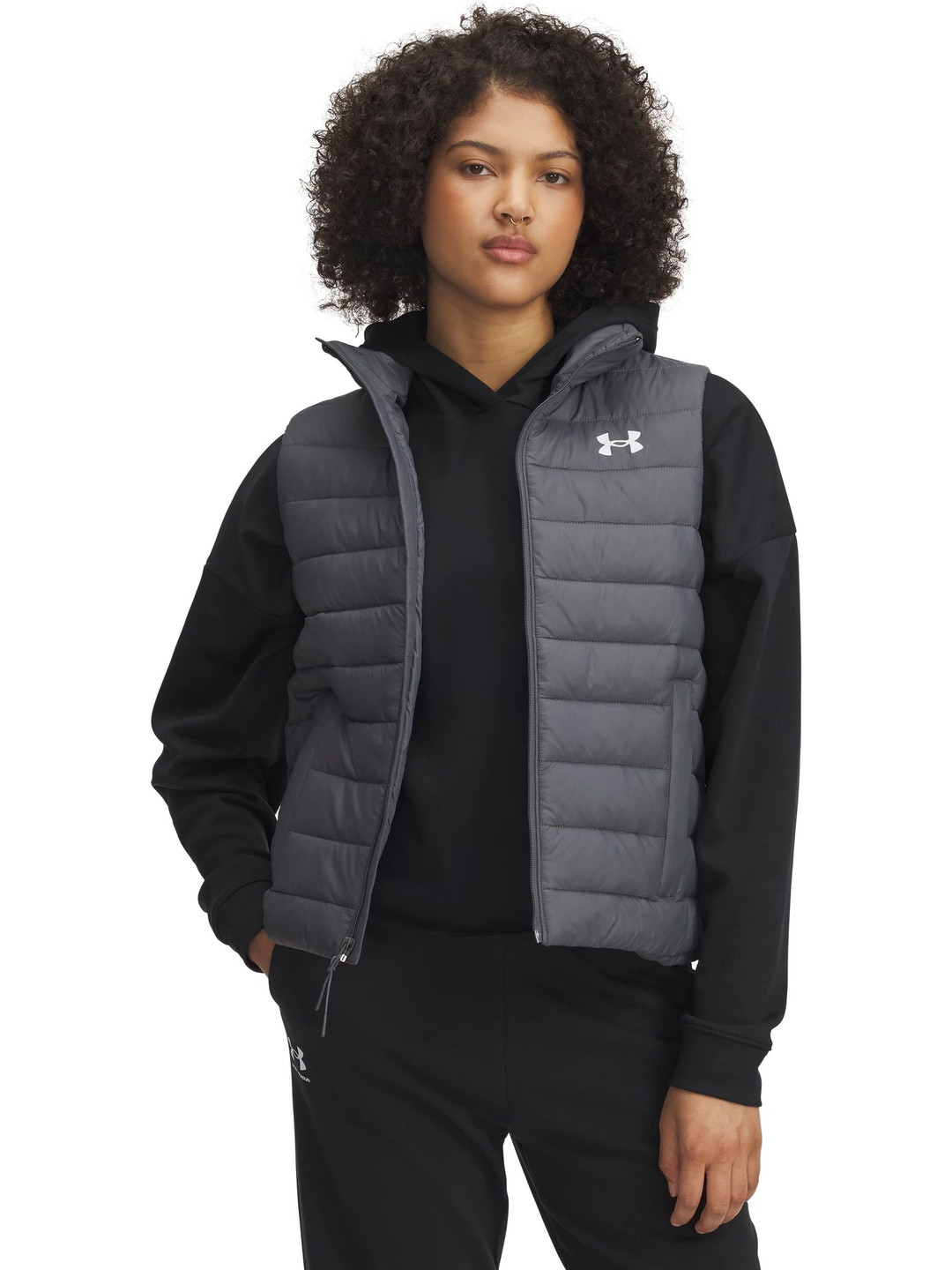UNDER ARMOUR Women Stand Collar Solid Gilet Jacket