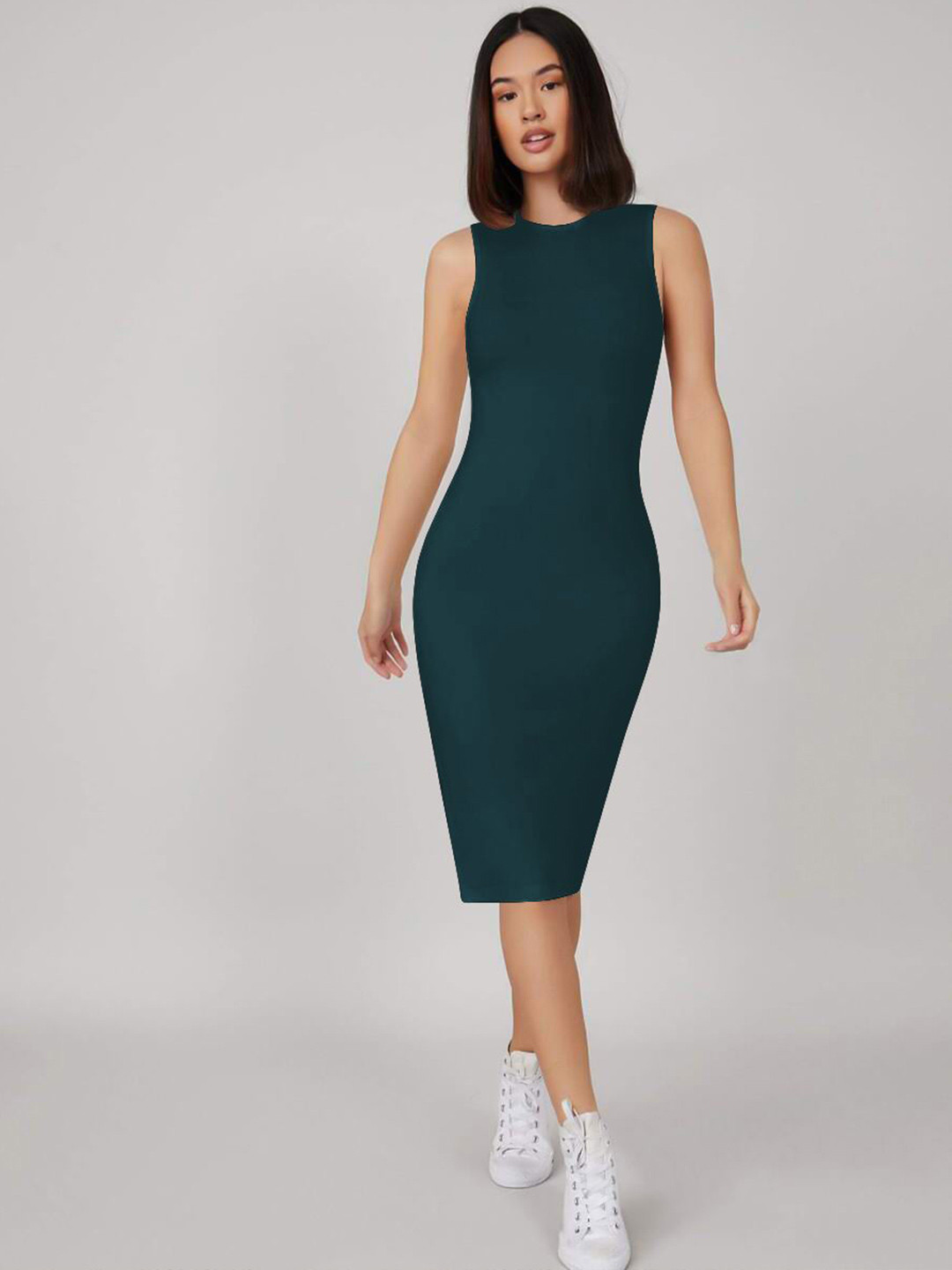 BAESD Slit Stretchable Bodycon Midi Dress