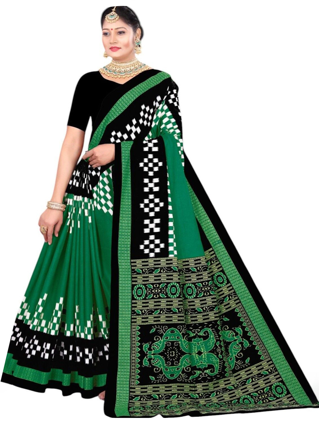 ETHNIC ODISHA HANDLOOM Floral Printed Pure Cotton Sambalpuri Saree