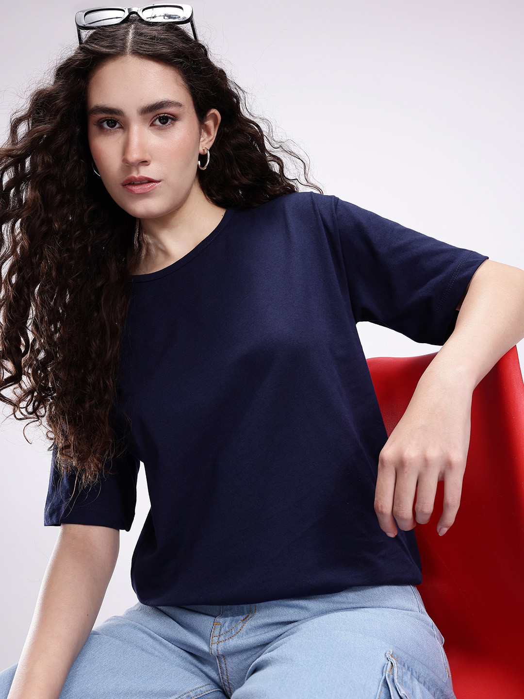 Kook N Keech Drop-Shoulder Sleeves Knitted Casual T-shirt