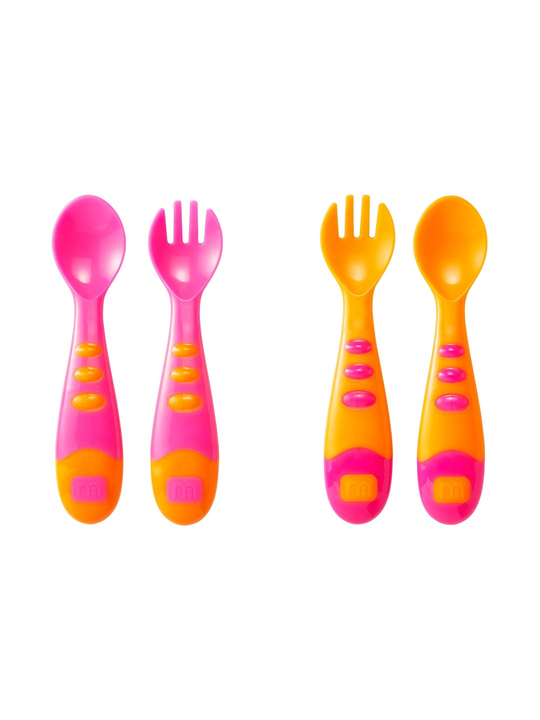 mothercare 4-Pcs Pink  & Orange-Coloured Spoon & Fork