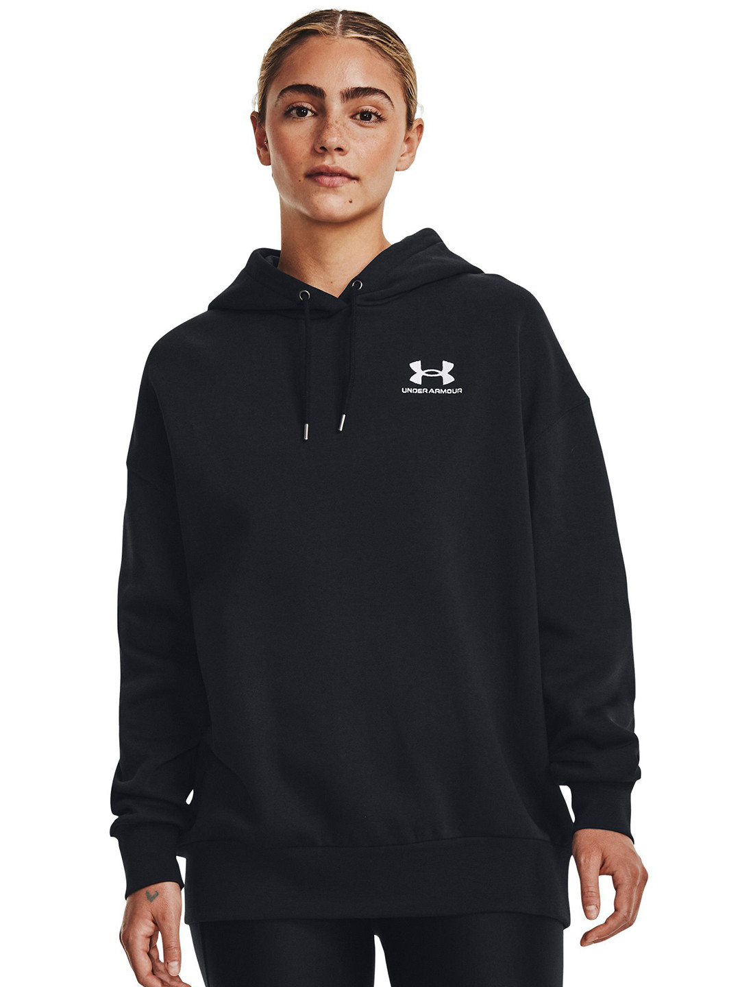 UNDER ARMOUR Women Long Sleeves Cotton Oversized Hooded Pullover Sweatshirt